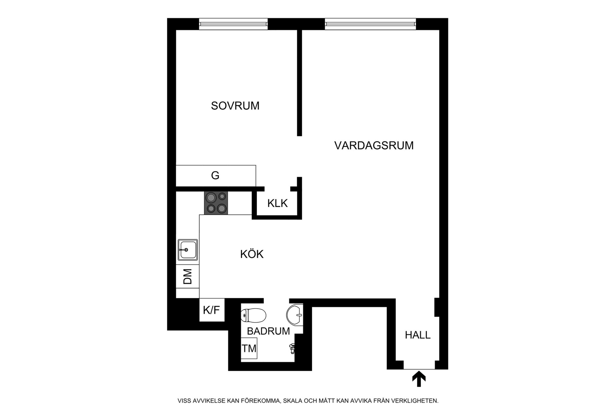 Planritning (ej skalenlig, avvikelser kan förekomma) Alströmergatan 32P