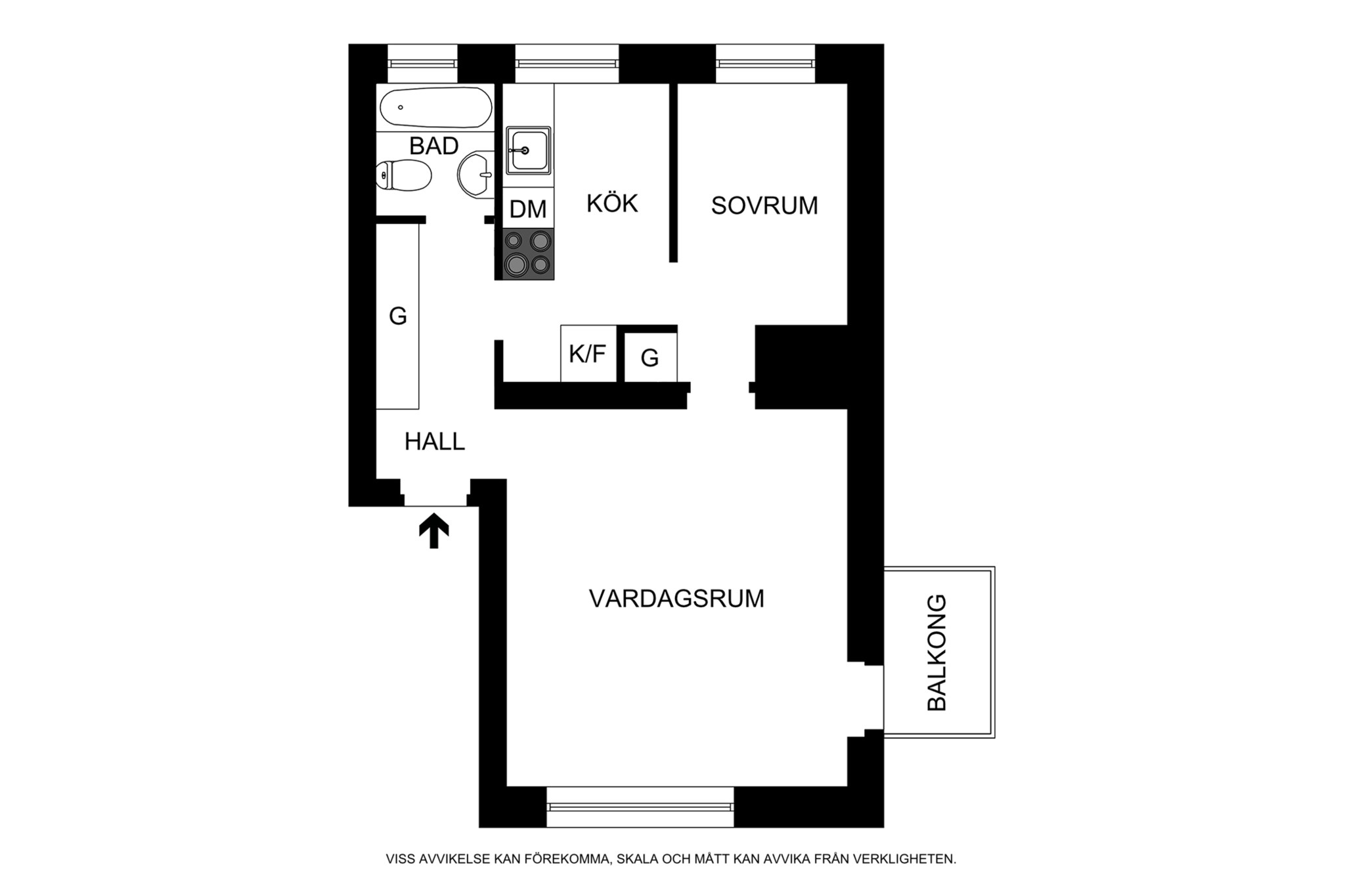 Planritning (ej skalenlig) Mariestadsvägen 8, 3tr