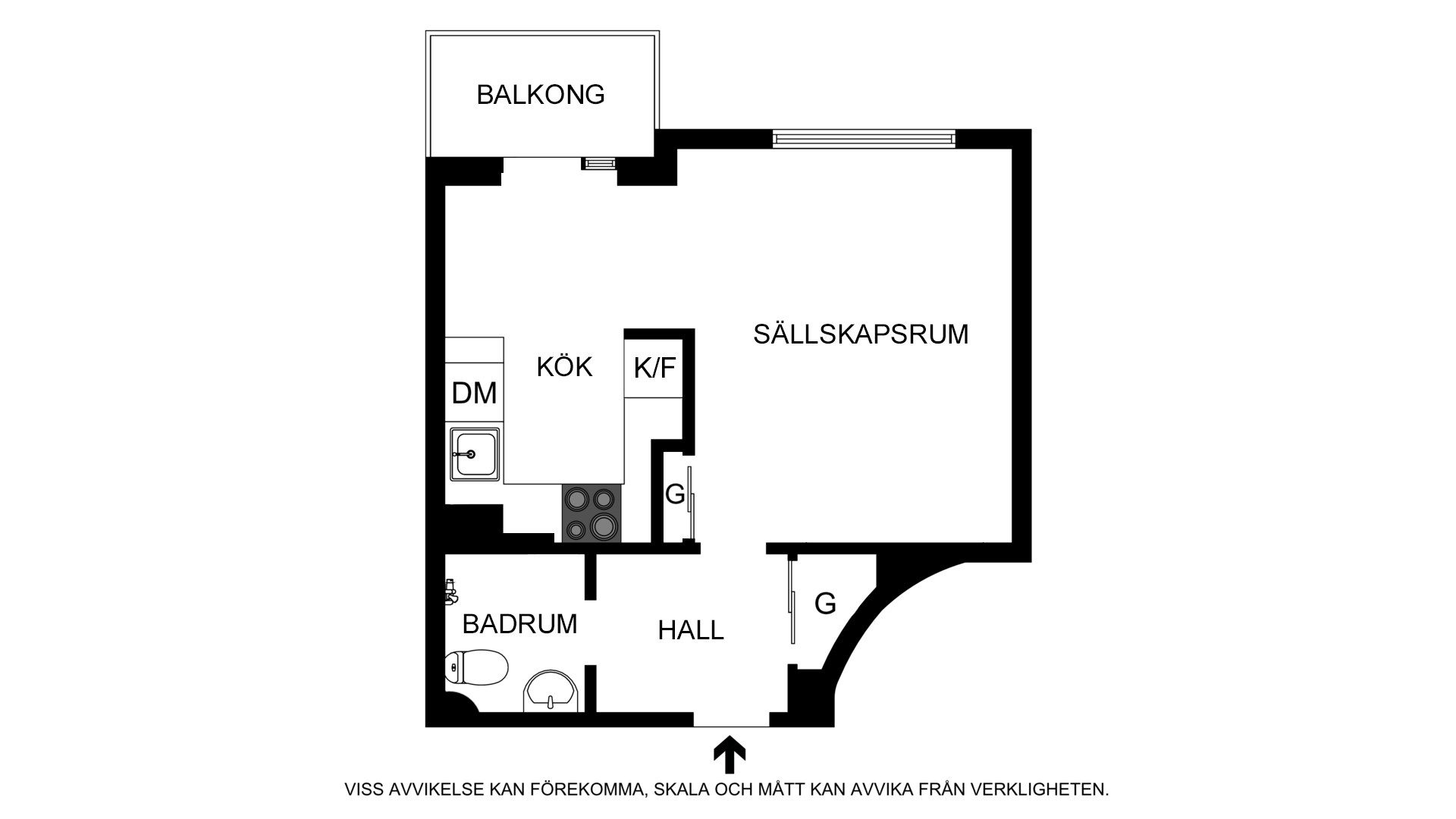 Planritning (ej skalenlig, avvikelser kan förekomma) Kungsklippan 12, vån 6
