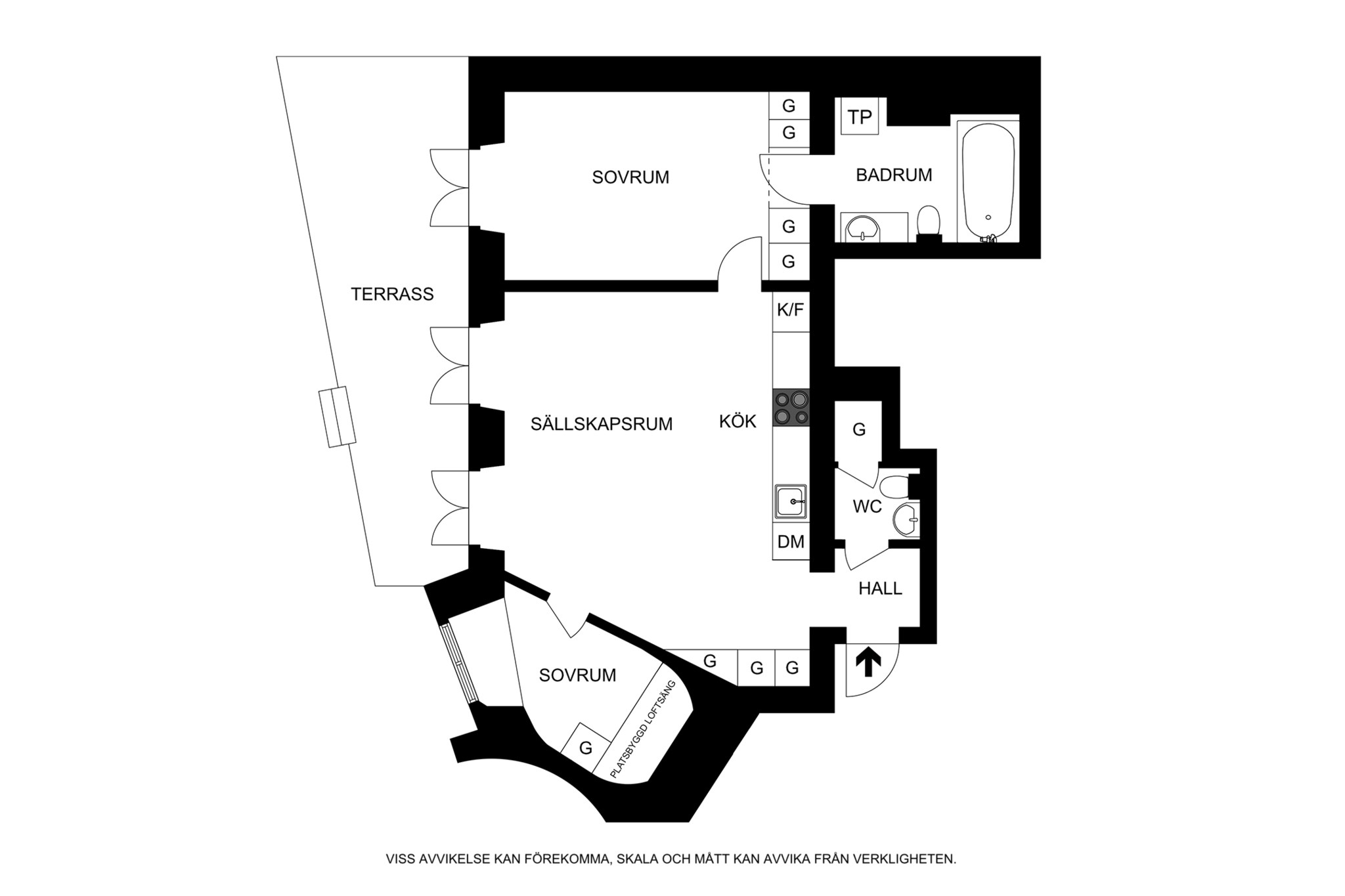 Planritning (ej skalenlig, avvikelser kan förekomma) Karlavägen 18