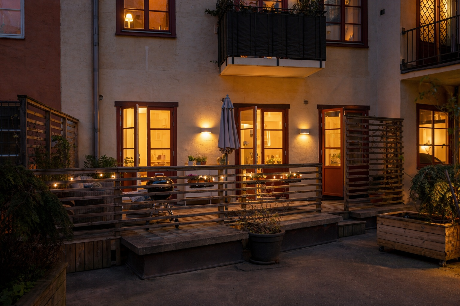 Terrass skymning Karlavägen 18