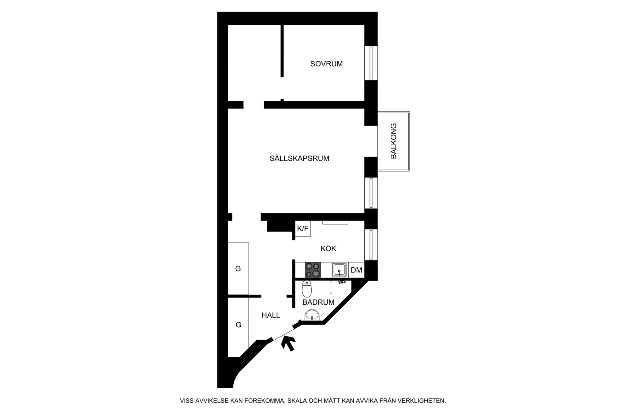Planritning (ej skalenlig, avvikelser kan förekomma) Roslagsgatan 36