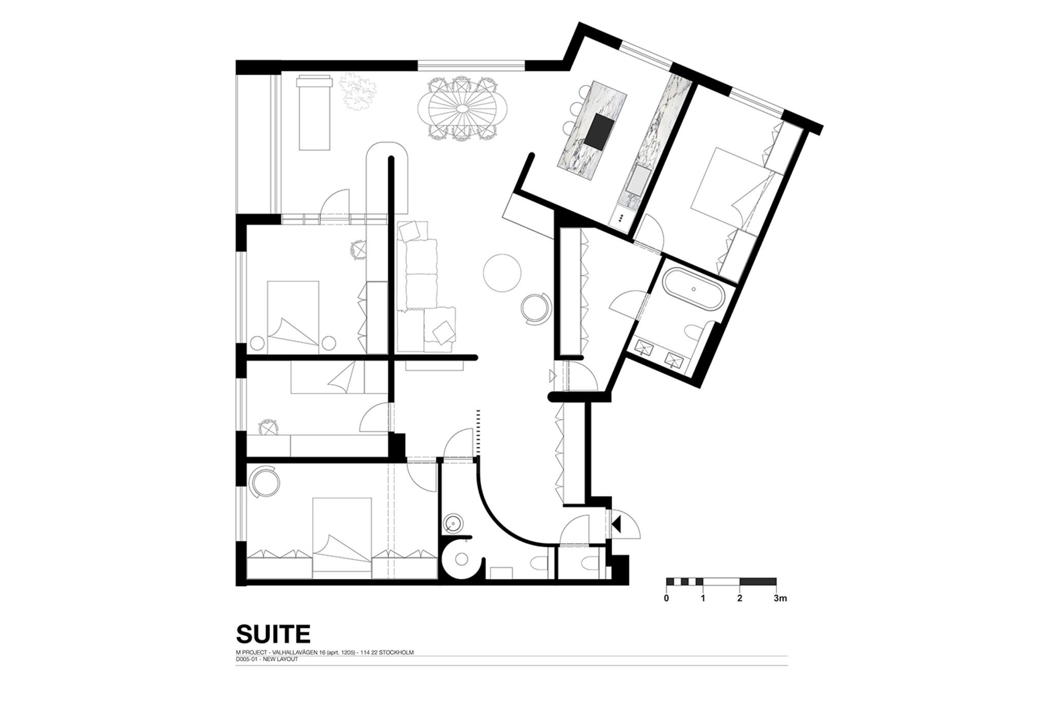 Ritning utförd av SUITE Arkitekter och avstämd med konstruktör. Kontakta mäklare för mer info. Valhallavägen 16, 2 tr