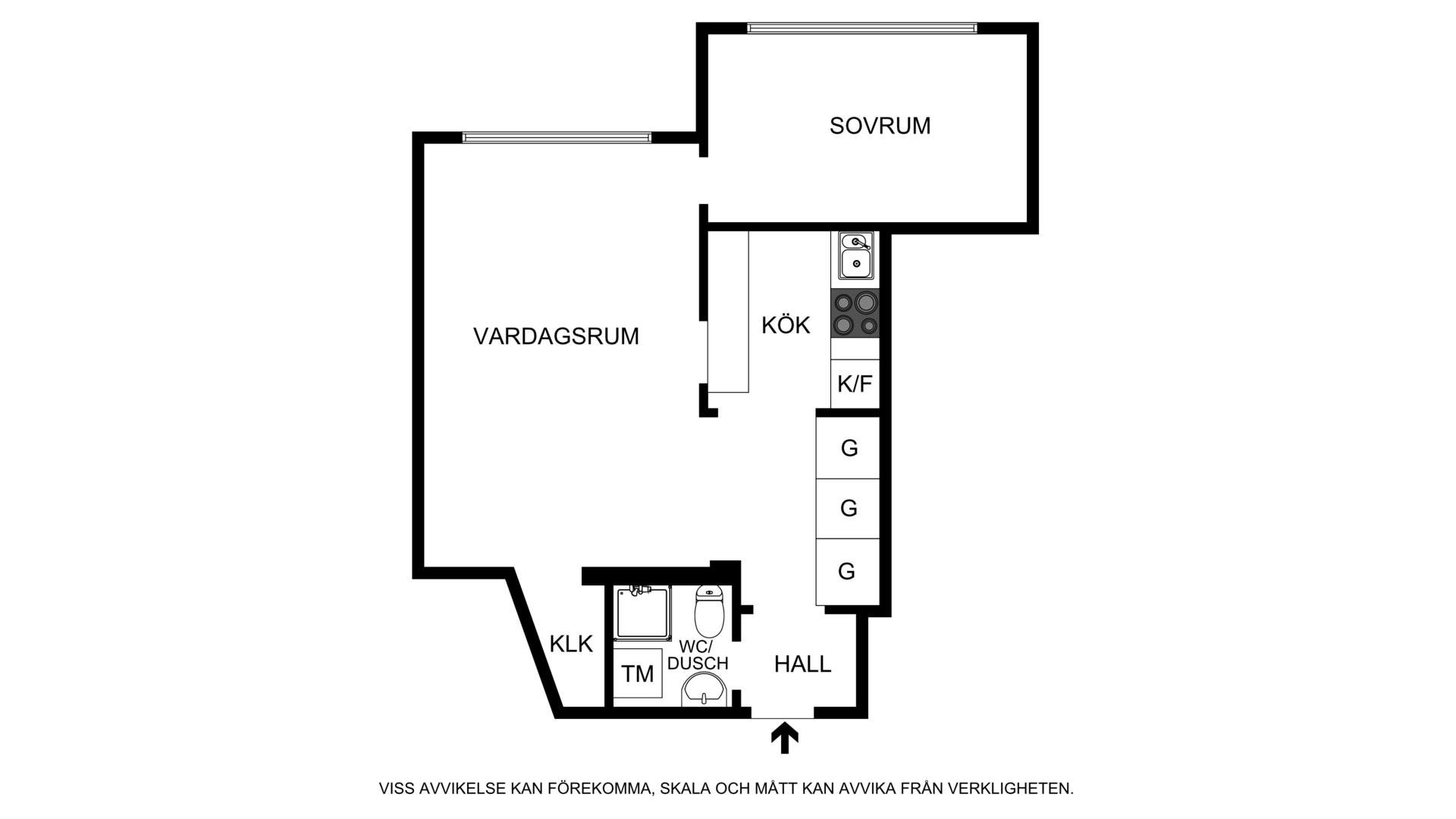 Planritning (ej skalenlig, avvikelser kan förekomma) Norrtullsgatan 61, 3 tr