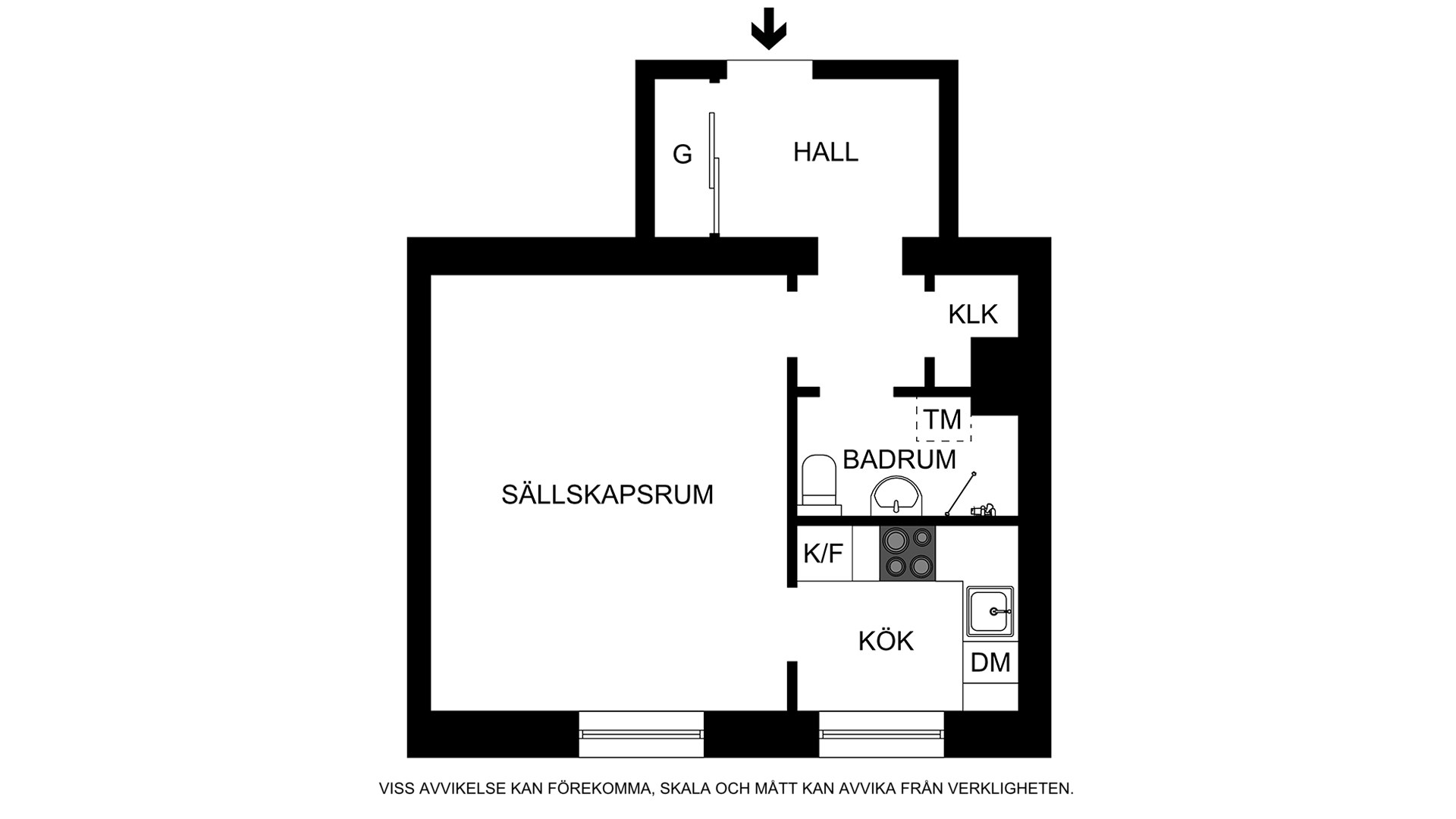 Planritning (viss avvikelse kan förekomma) Fleminggatan 89, 3 tr