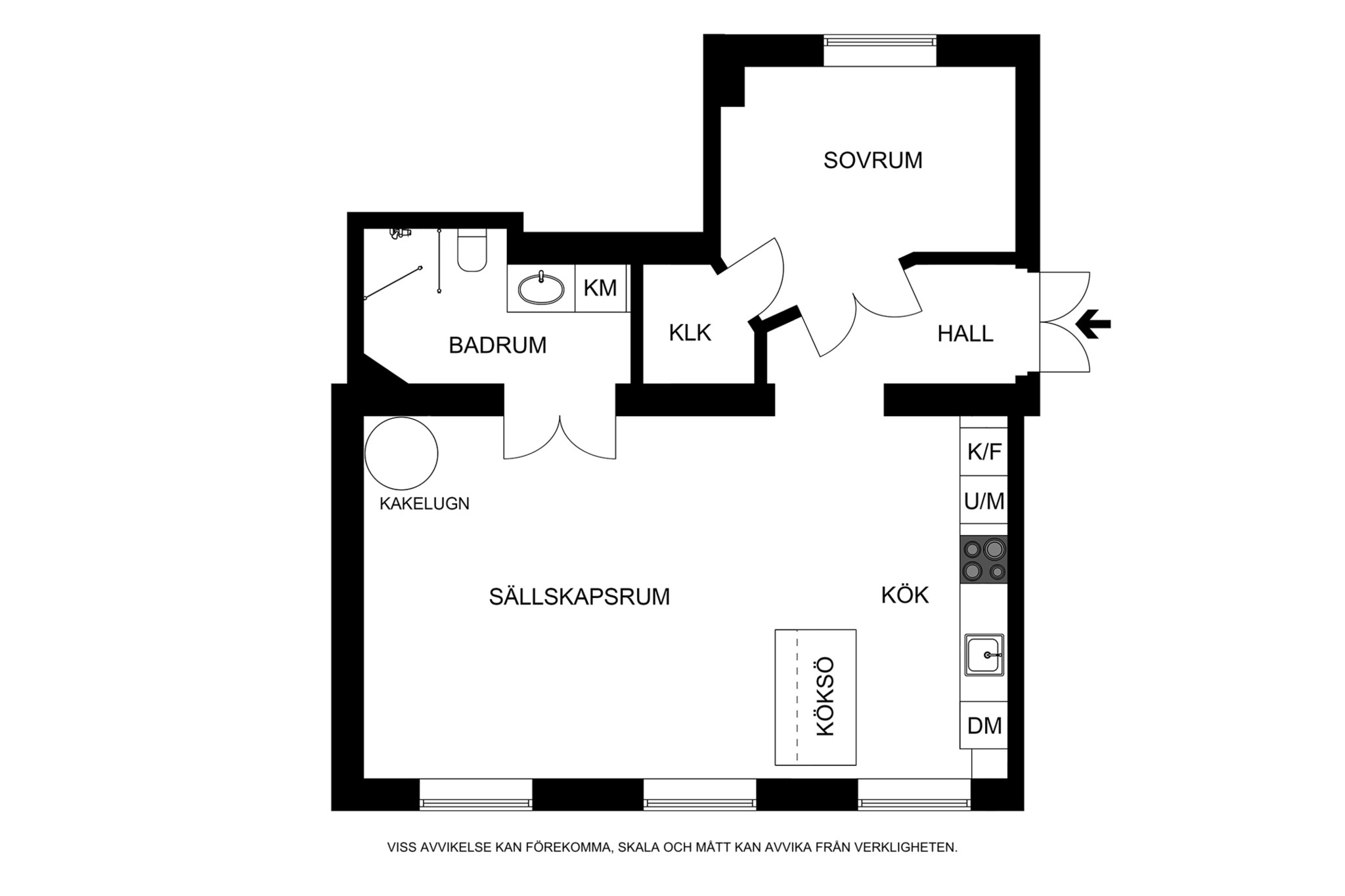 Planritning (ej skalenlig, avvikelser kan förekomma) Markvardsgatan 12, 4 tr