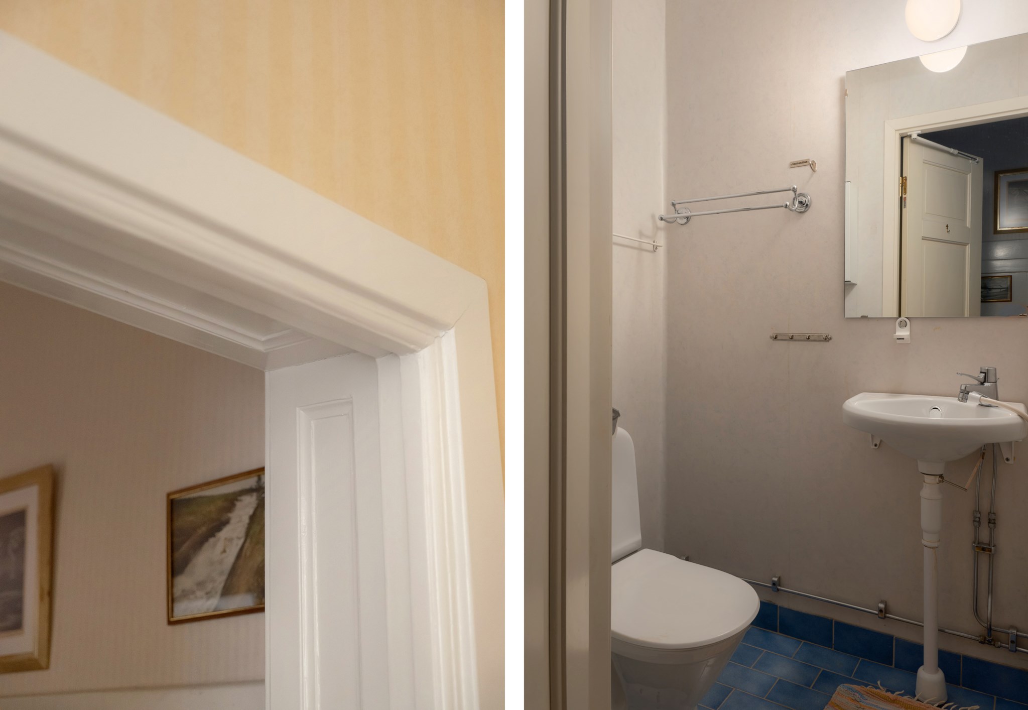 Dörrpost med speglar - Gäst WC Tulegatan 5B, 1 tr