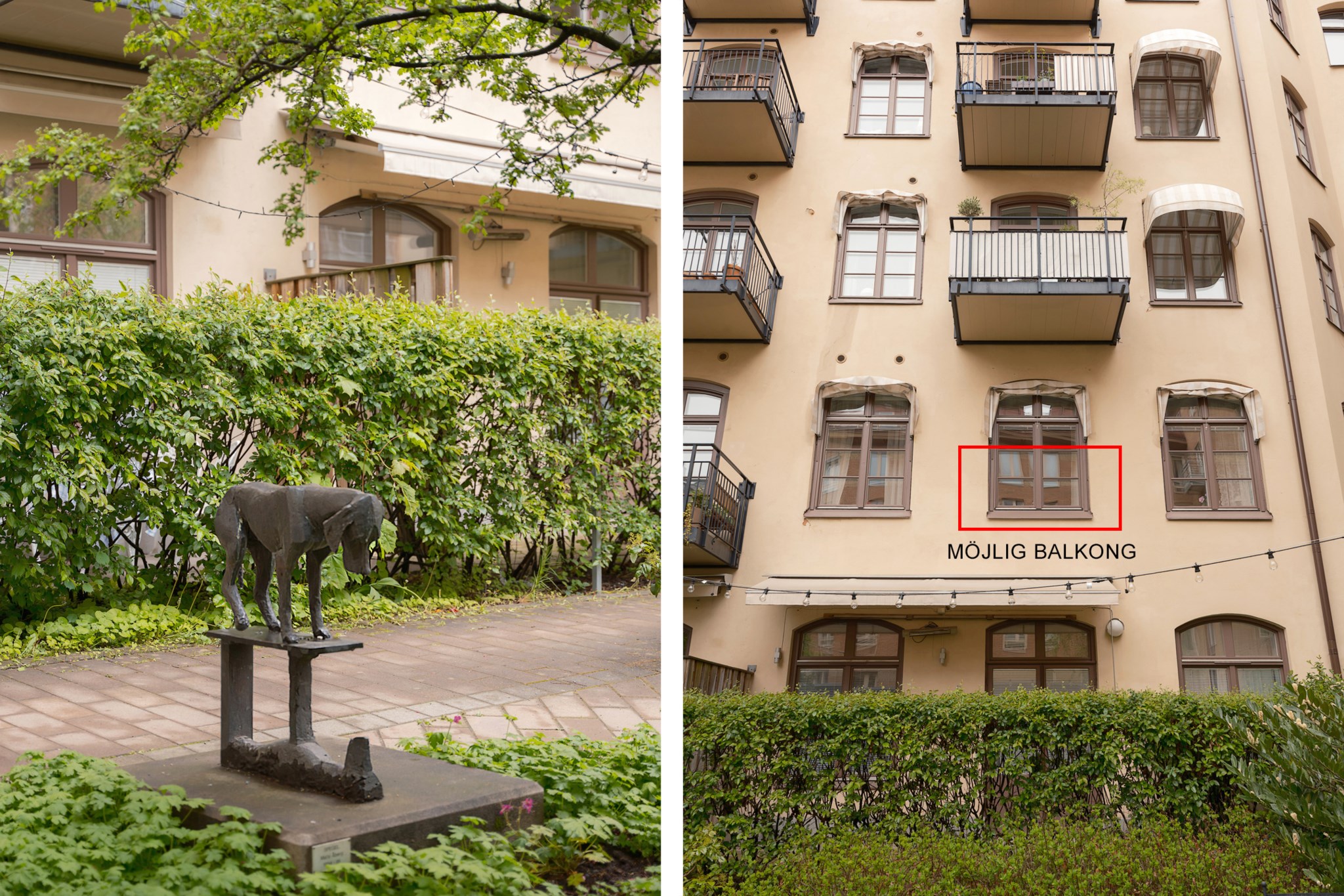 Innergård - Möjlighet att bygga balkong Tulegatan 5B, 1 tr