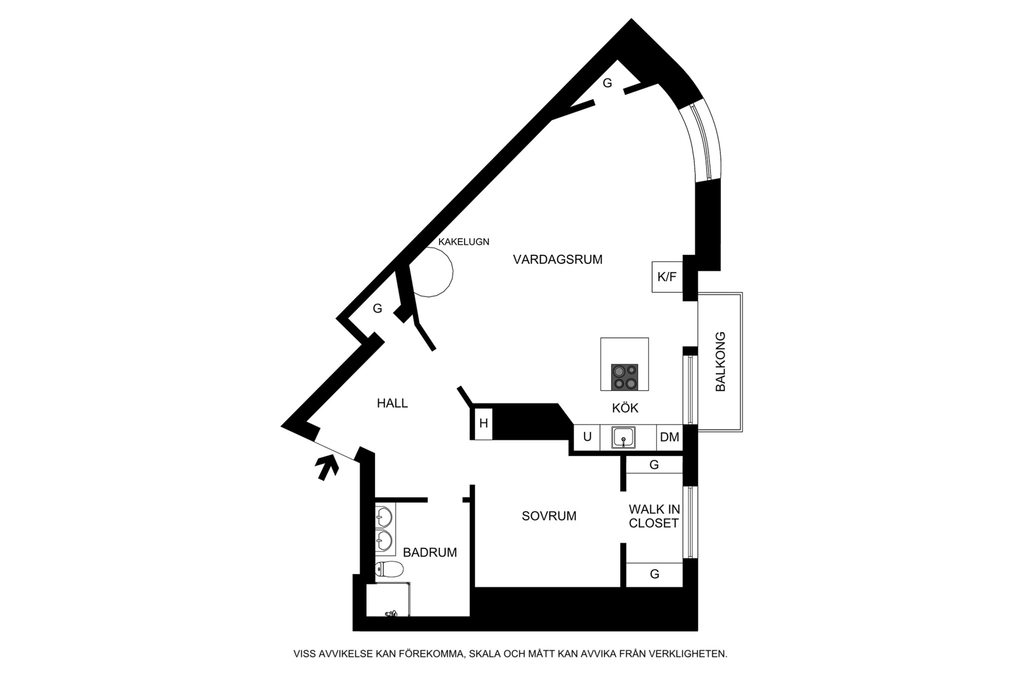 Planritning (ej skalenlig, avvikelser kan förekomma) Rörstrandsgatan 60, vån 6/6