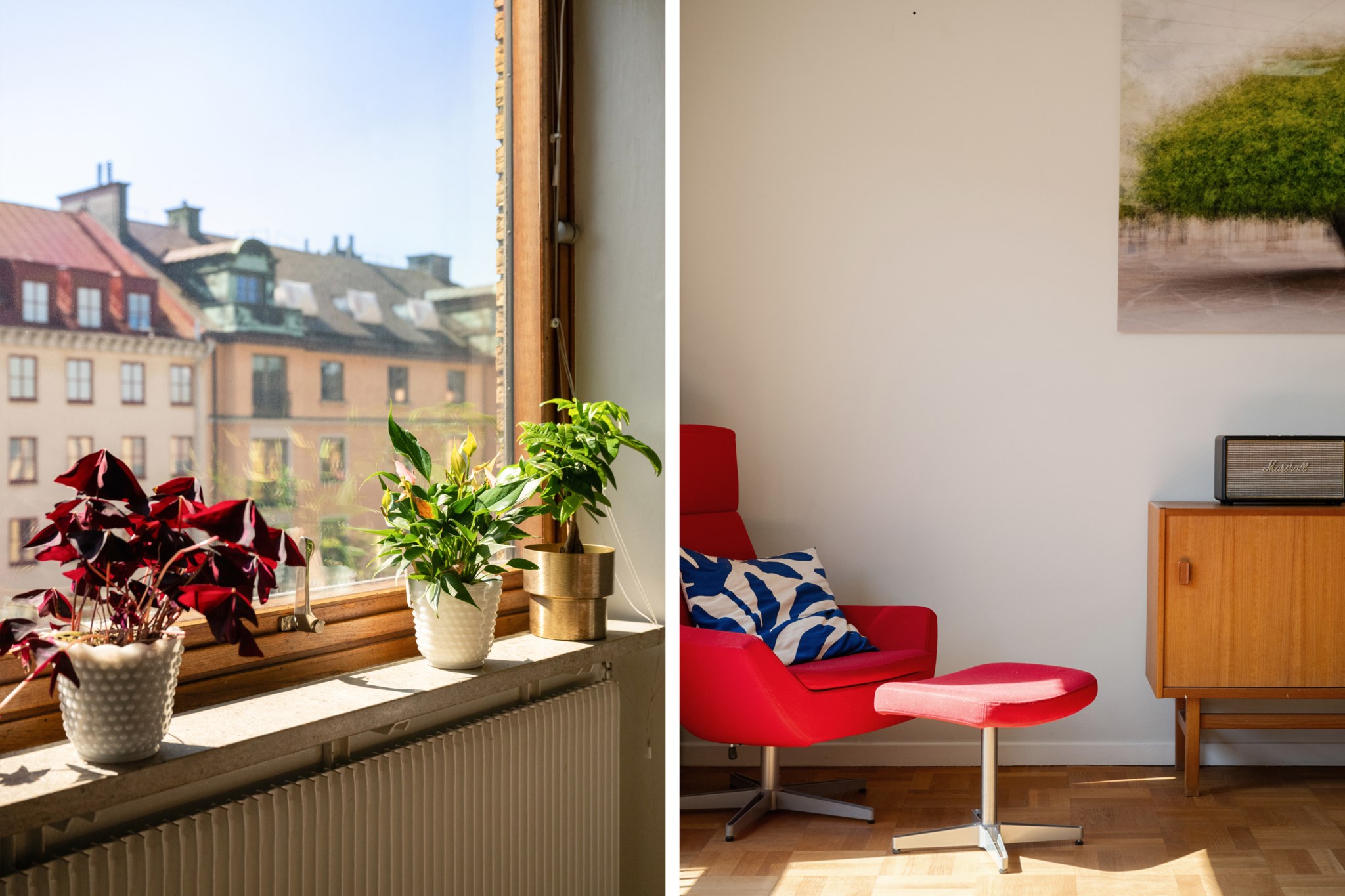 Flödande ljus med vy över himmel och takåsar Odengatan 28, 5 tr