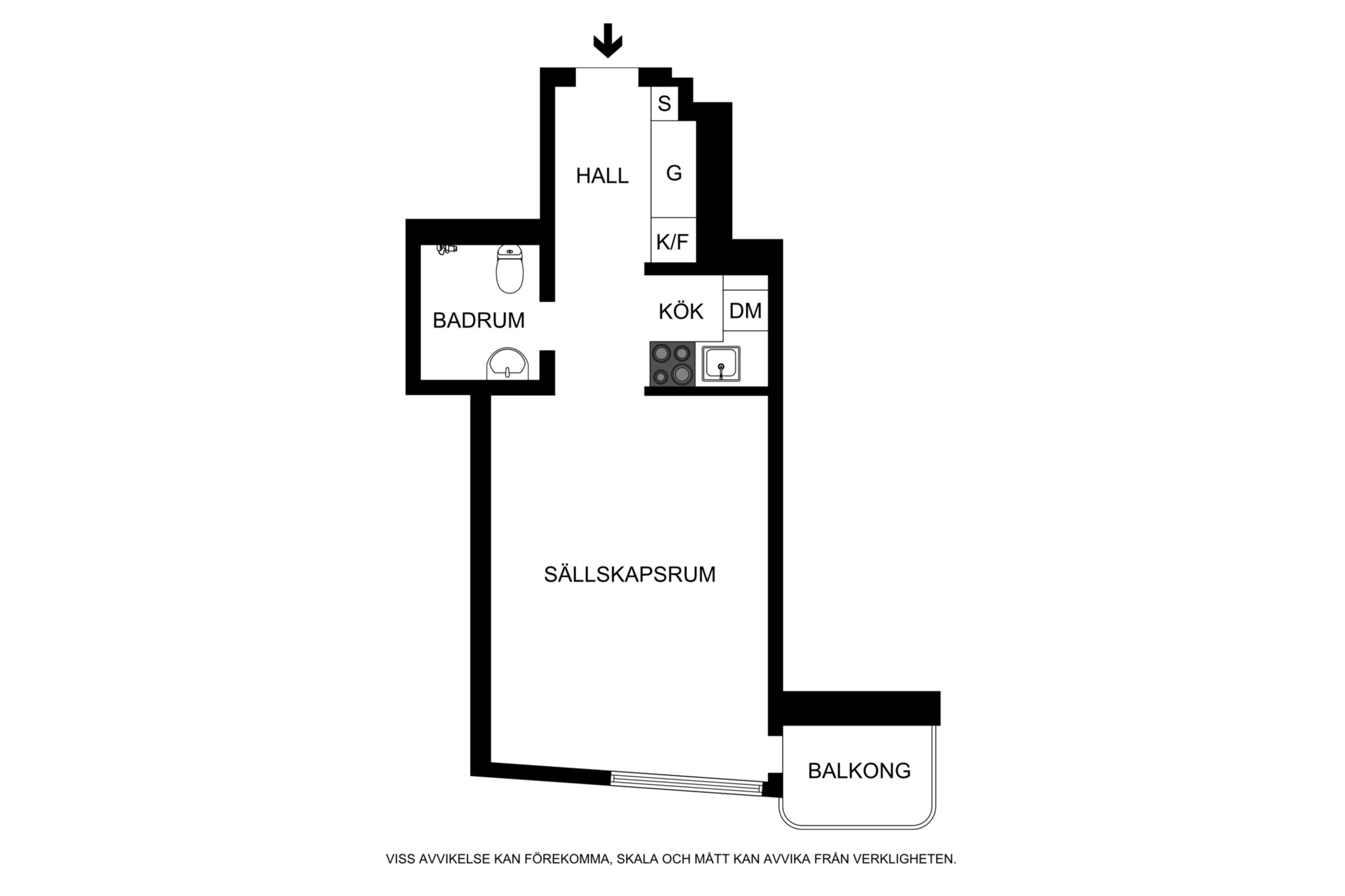 Planritning (ej skalenlig, avvikelser kan förekomma) Furusundsgatan 8, 6 tr