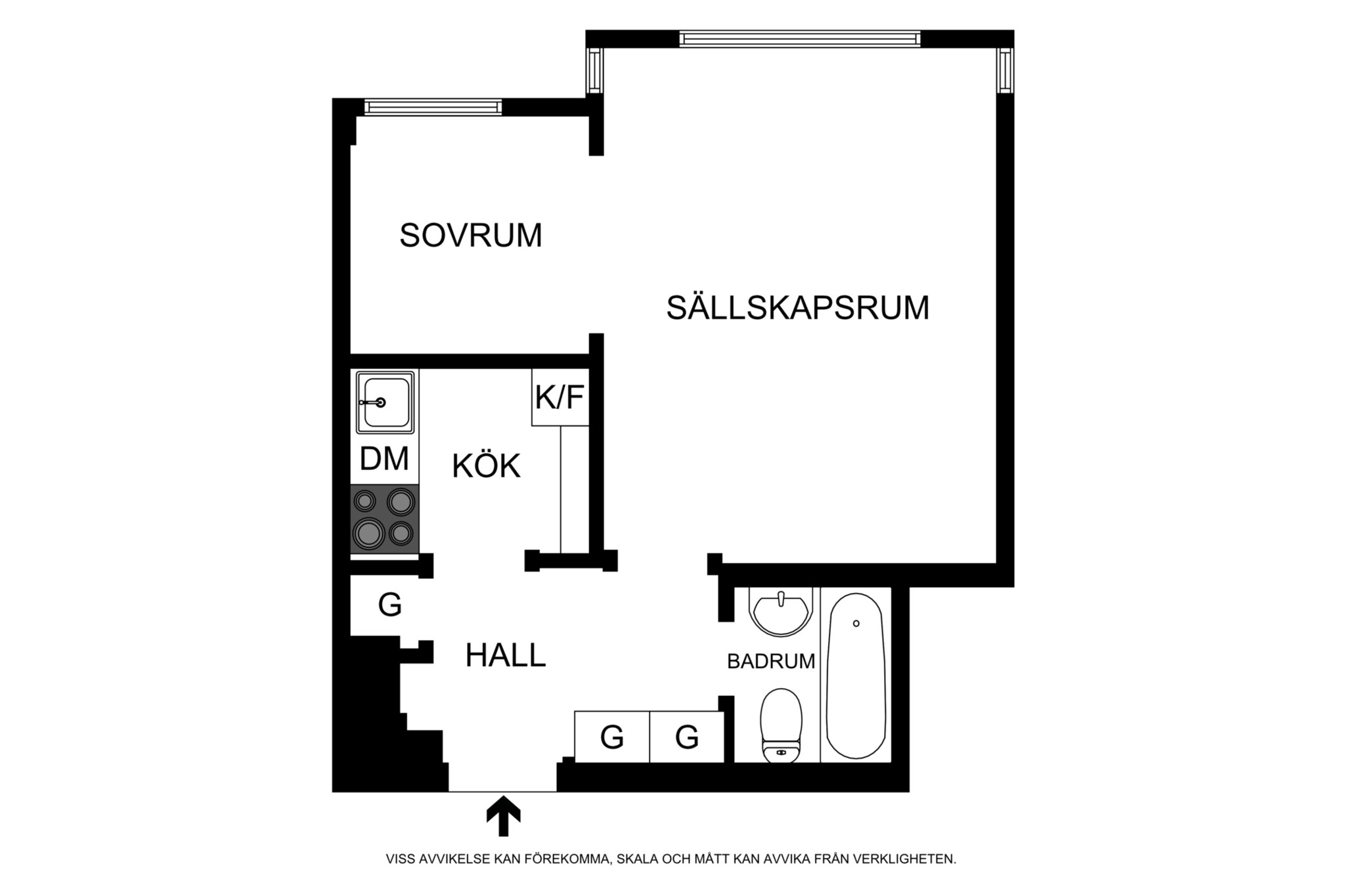 Planritning (ej skalenlig, avvikelser kan förekomma) Tegnérgatan 19, 3tr