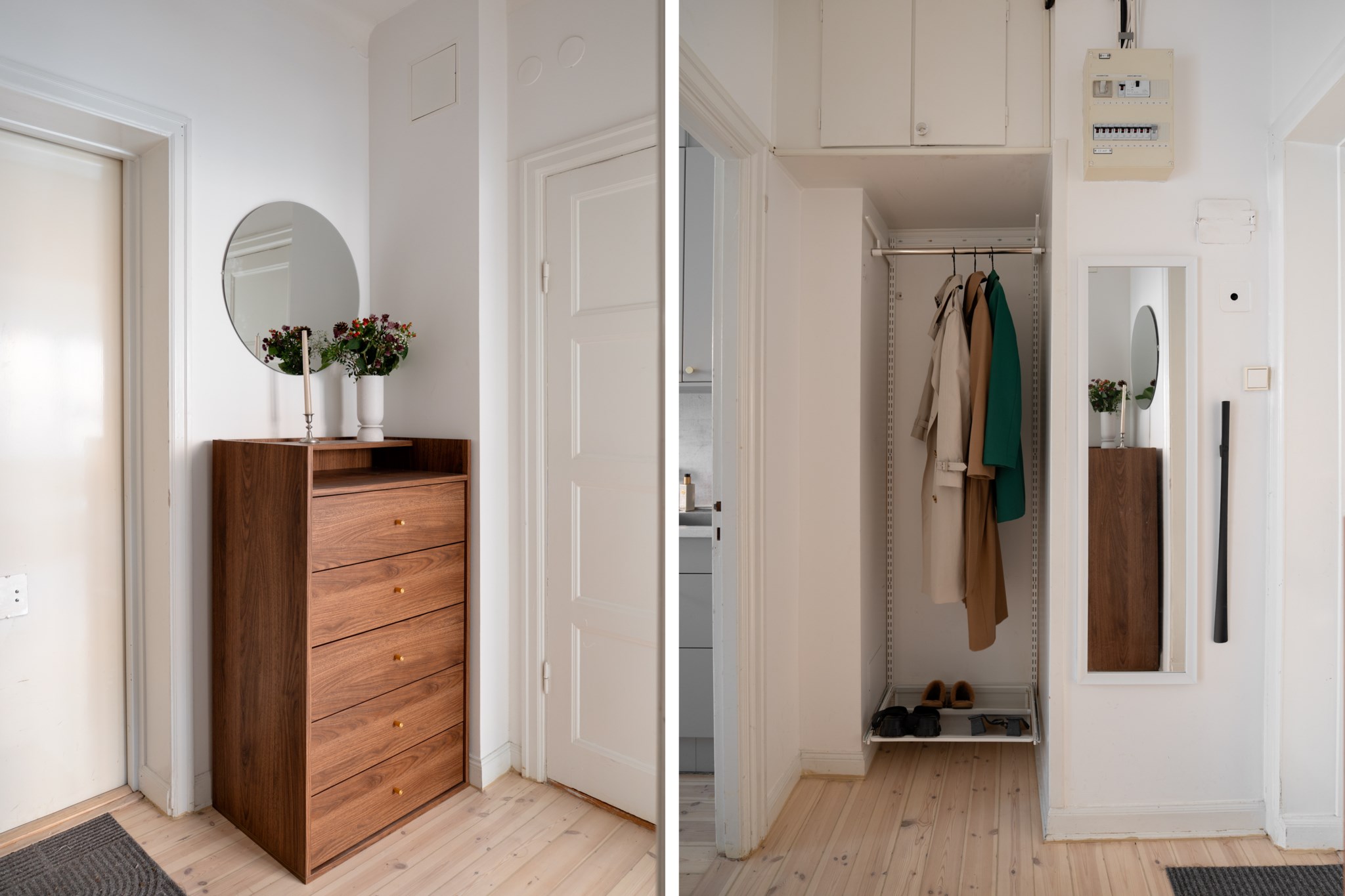 Gott om plats för avhängning i hallen Pontonjärgatan 18