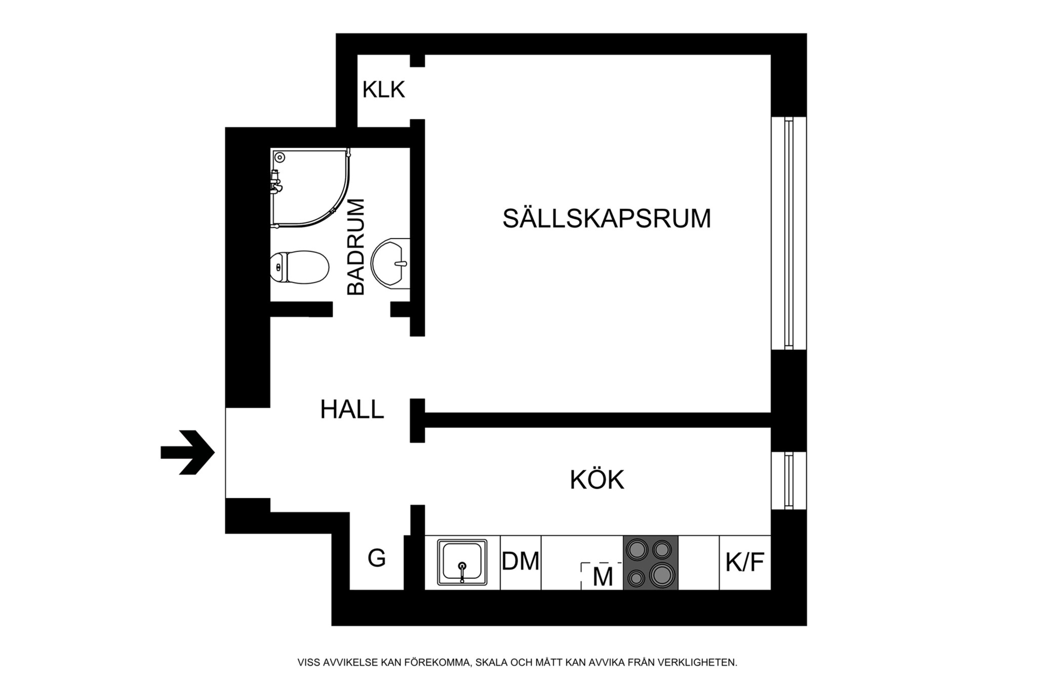 Planritning (ej skalenlig, avvikelser kan förekomma) Pontonjärgatan 18