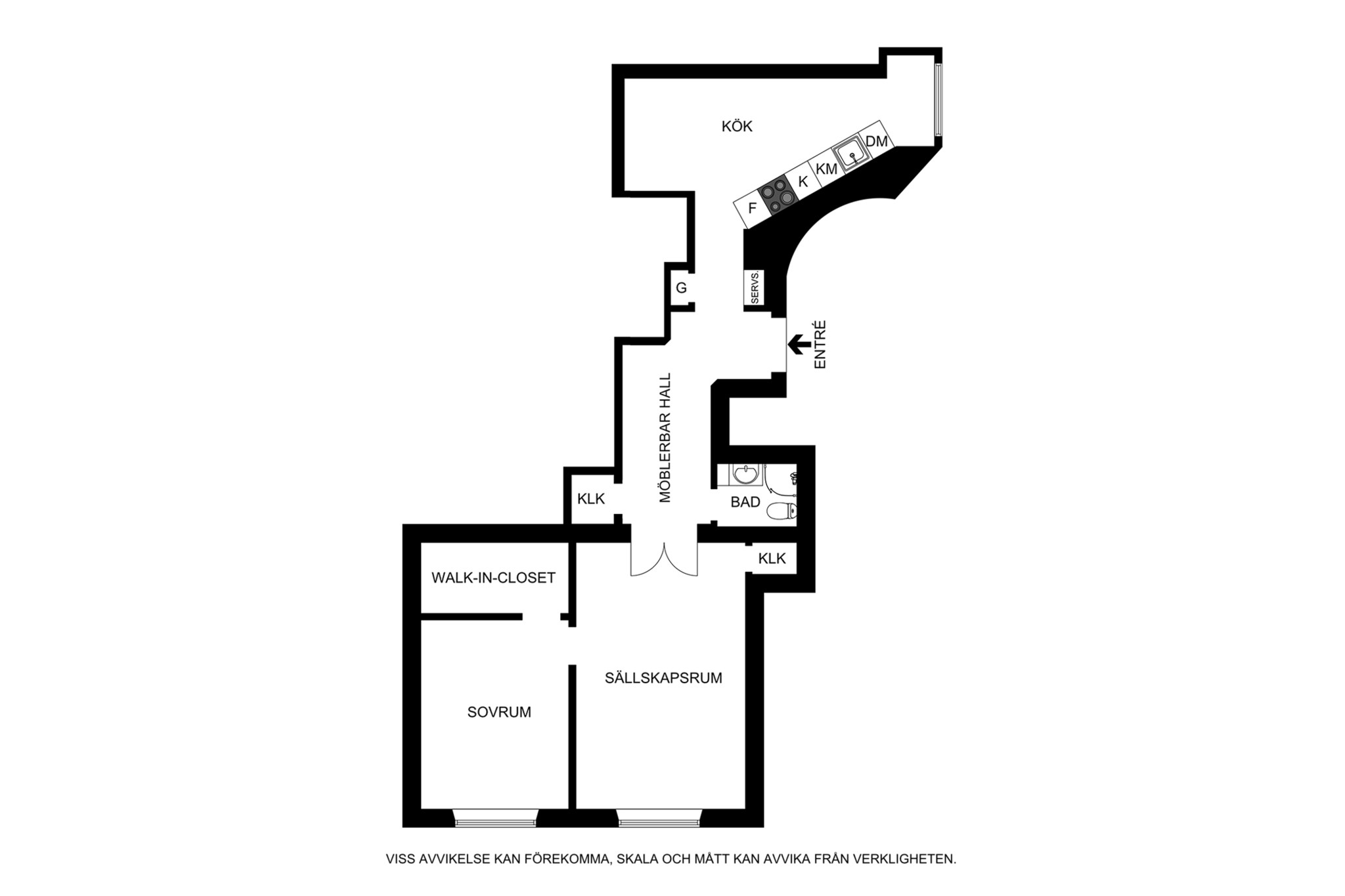 Planritning (ej skalenlig, avvikelser kan förekomma) Sveavägen 83