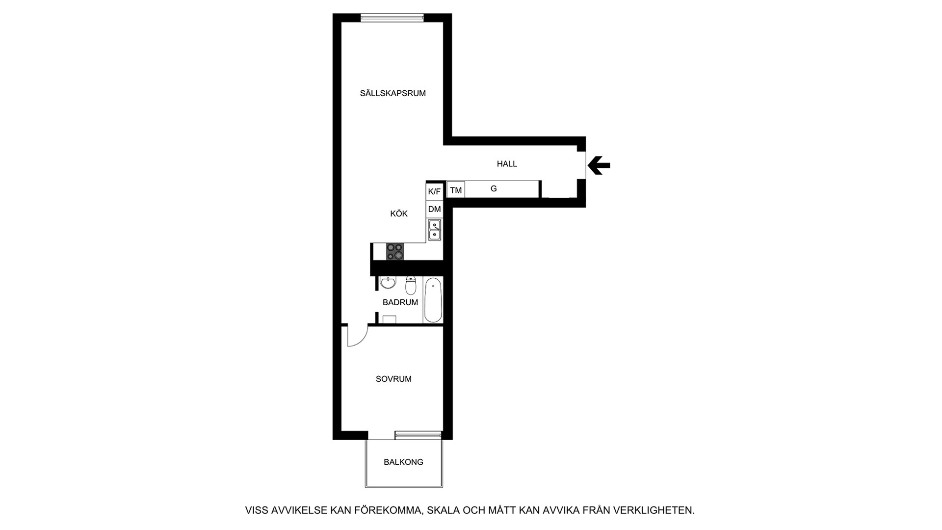 Planritning (ej skalenlig, viss avvikelse kan förekomma) Lästmakargatan 18, 8 tr