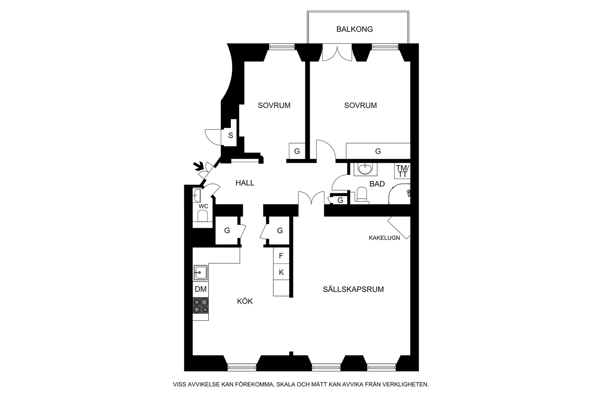 Alternativ planritning (ej skalenlig) Parkgatan 6