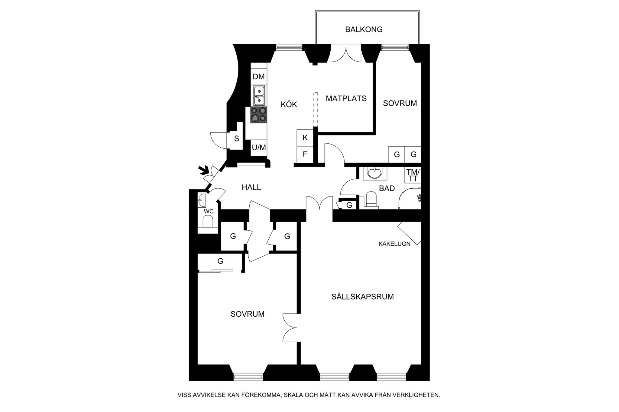 Planritning (ej skalenlig, avvikelser kan förekomma) Parkgatan 6