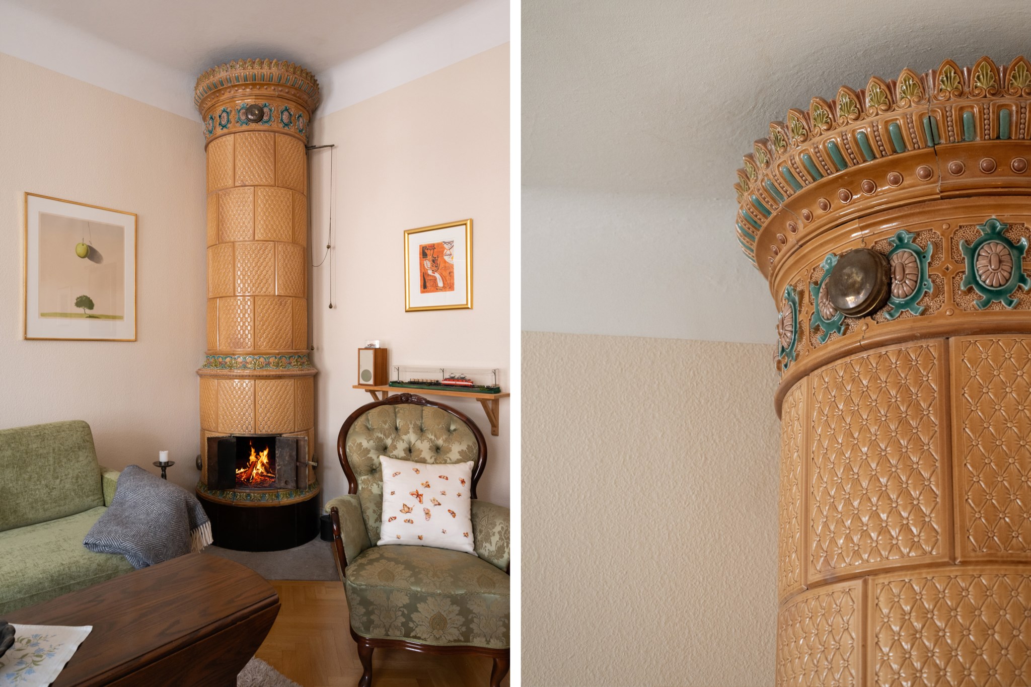 Vacker fungerande kakelugn Surbrunnsgatan 7, 3 tr