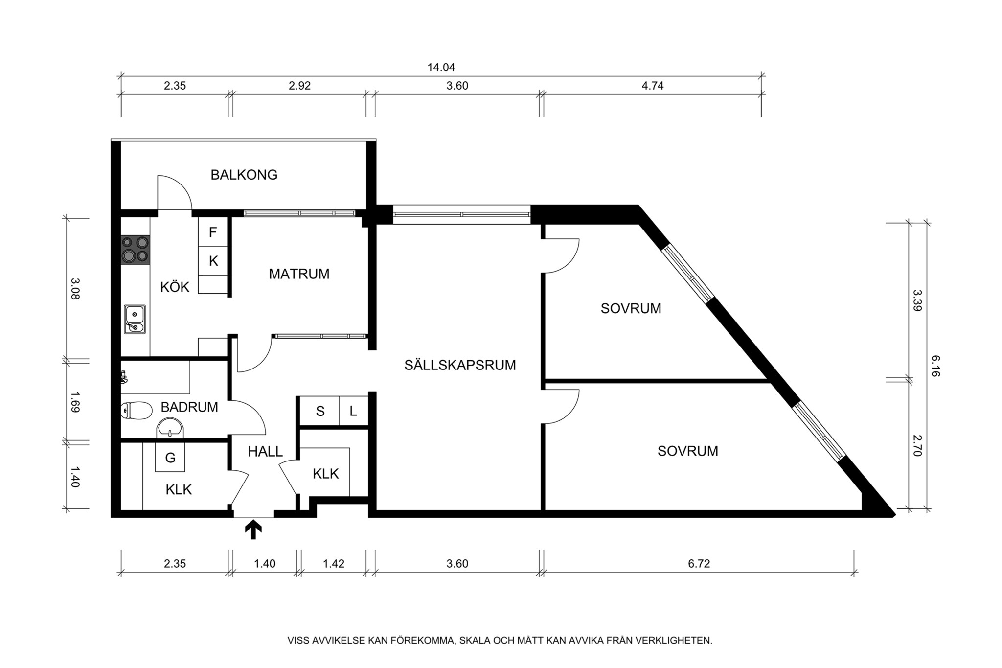 Måttsatt planritning (ej skalenlig, avvikelser kan förekomma) Karlaplan 15B, 4 tr