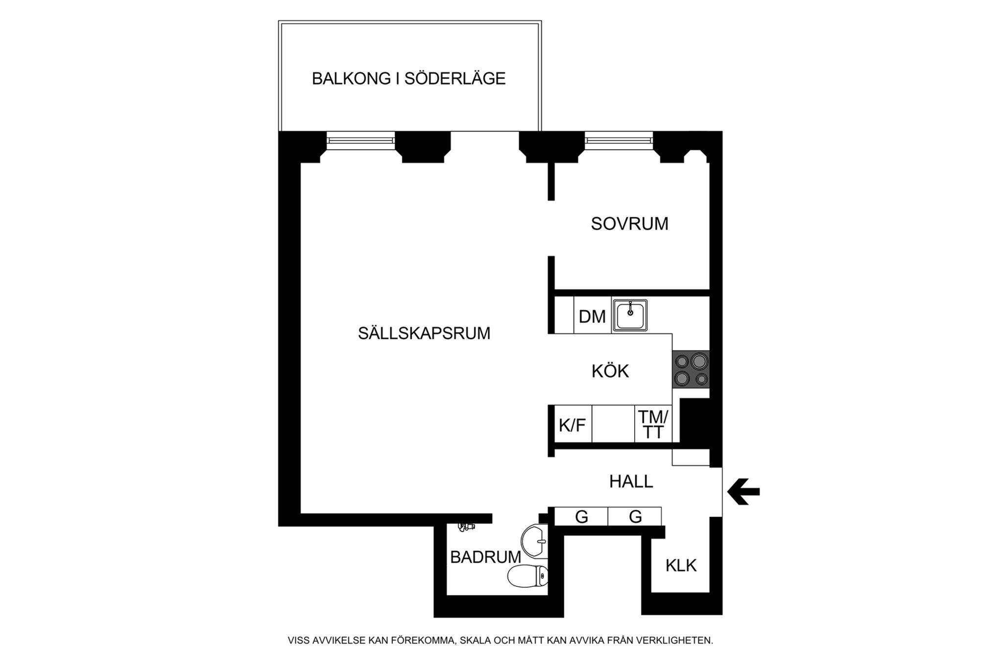 Planritning (ej skalenlig, avvikelser kan förekomma) Surbrunnsgatan 3, 3tr