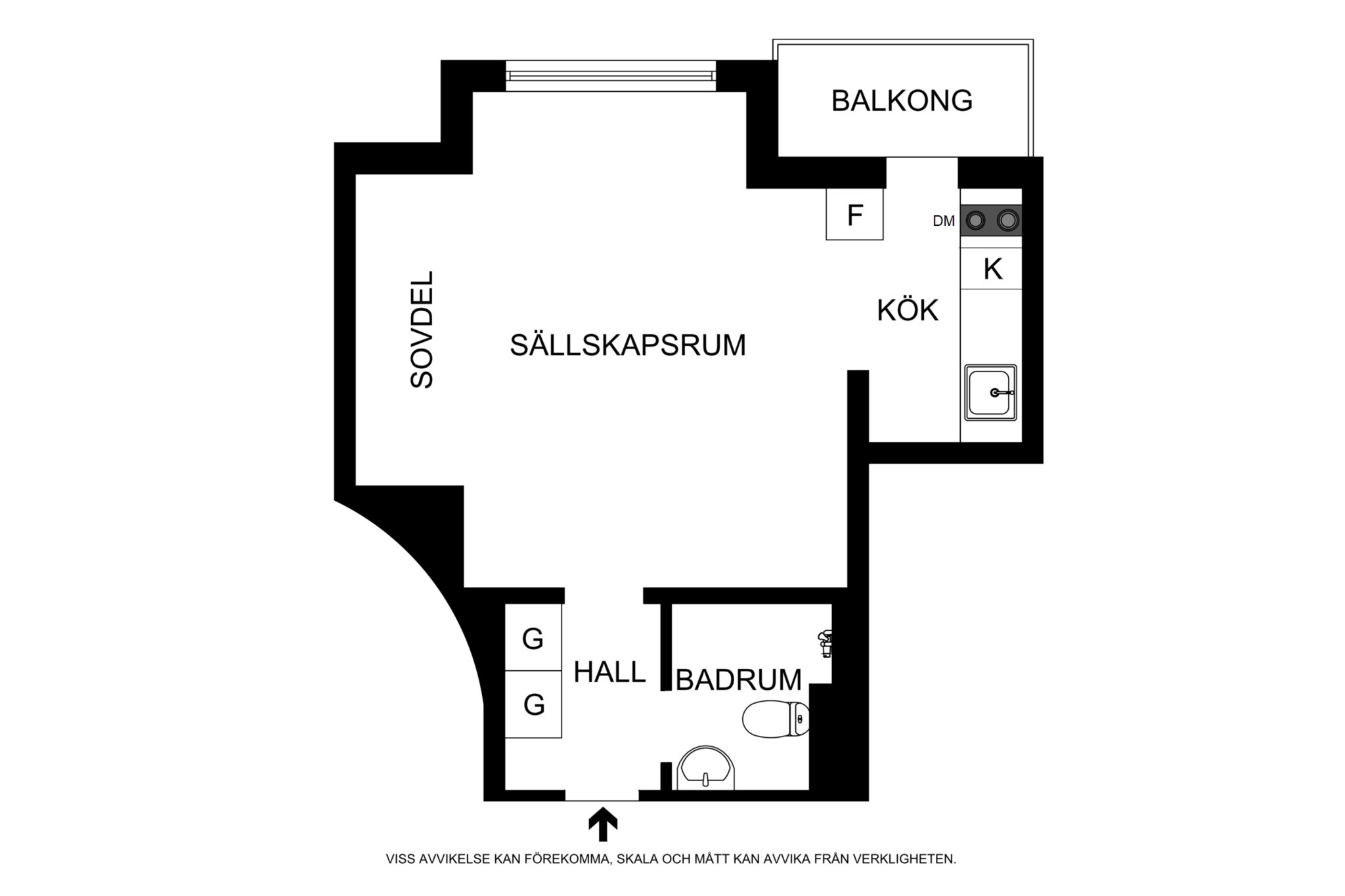 Planritning (ej skalenlig, avvikelser kan förekomma) Sankt Eriksgatan 39, 5tr