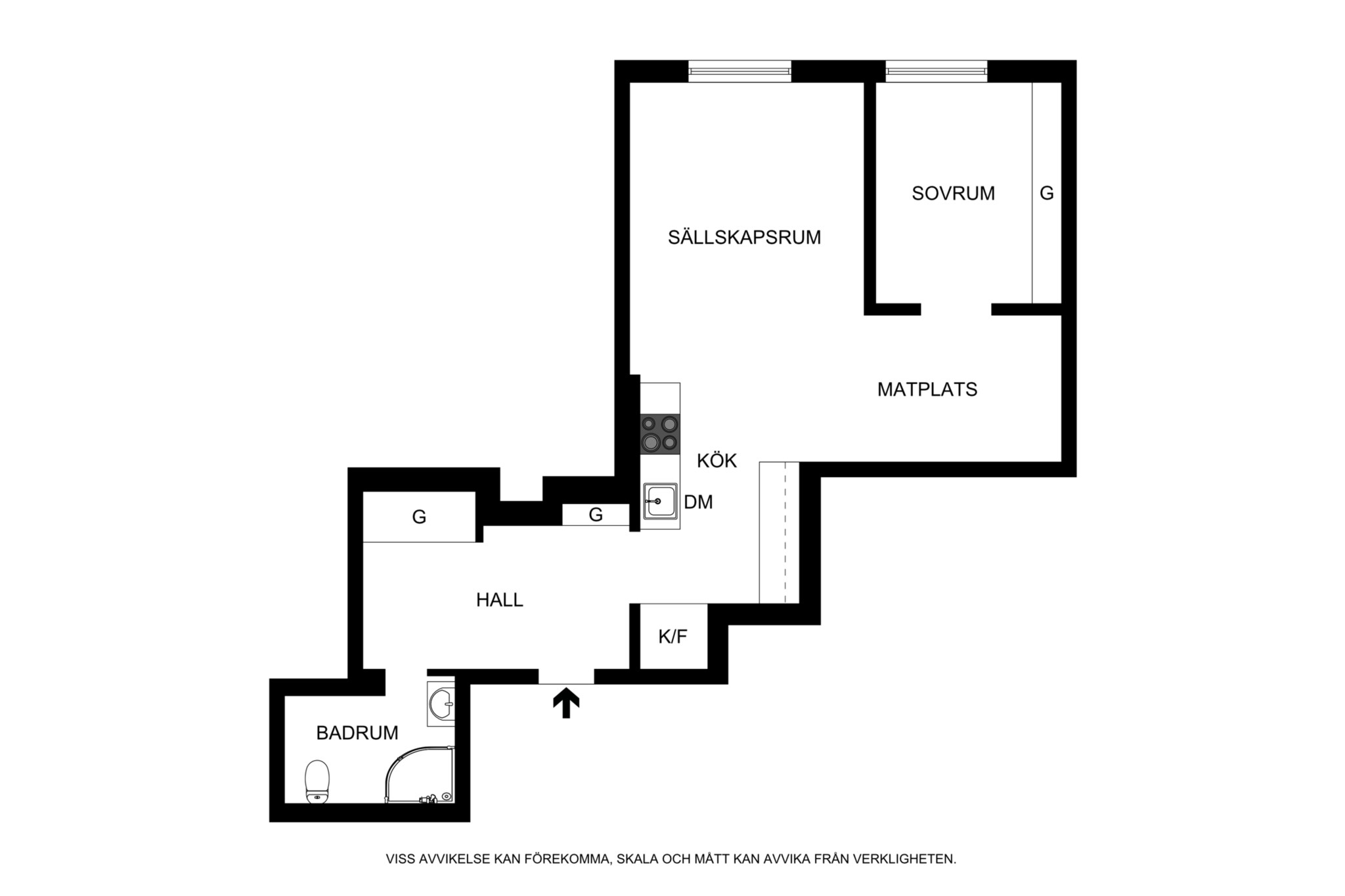 Planritning (ej skalenlig, avvikelser kan förekomma) Bråvallagatan 9A, 4tr