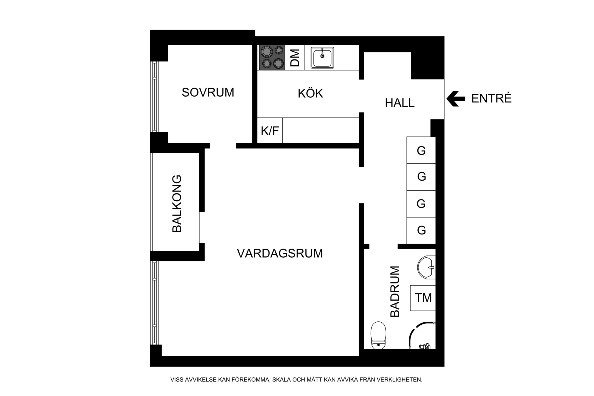 Planritning (ej skalenlig, avvikelser kan förekomma) Alströmergatan 23, 4 tr