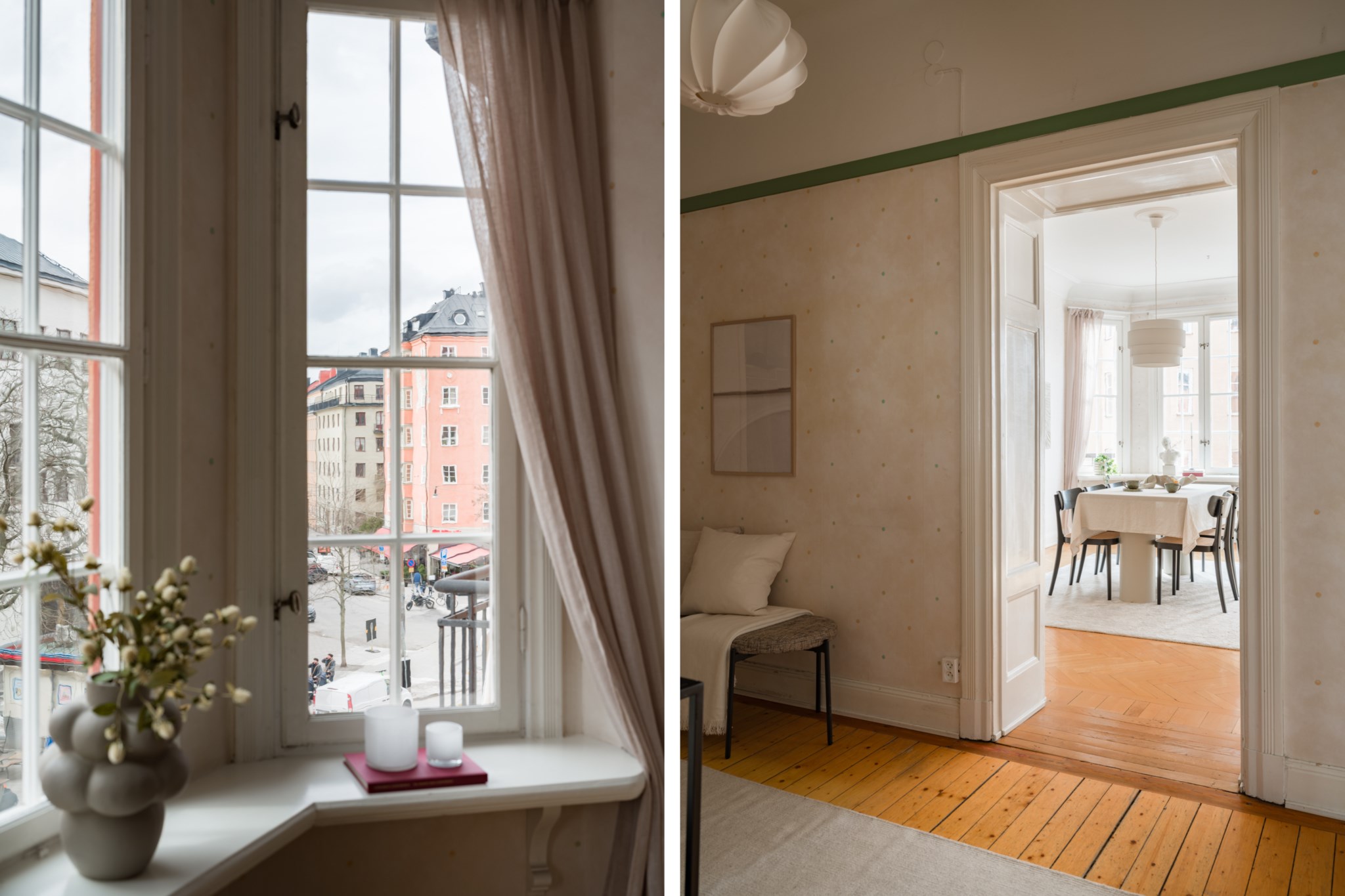 Burspråk med flödande södersol - Dörrpost med speglar Rörstrandsgatan 4, 3 tr