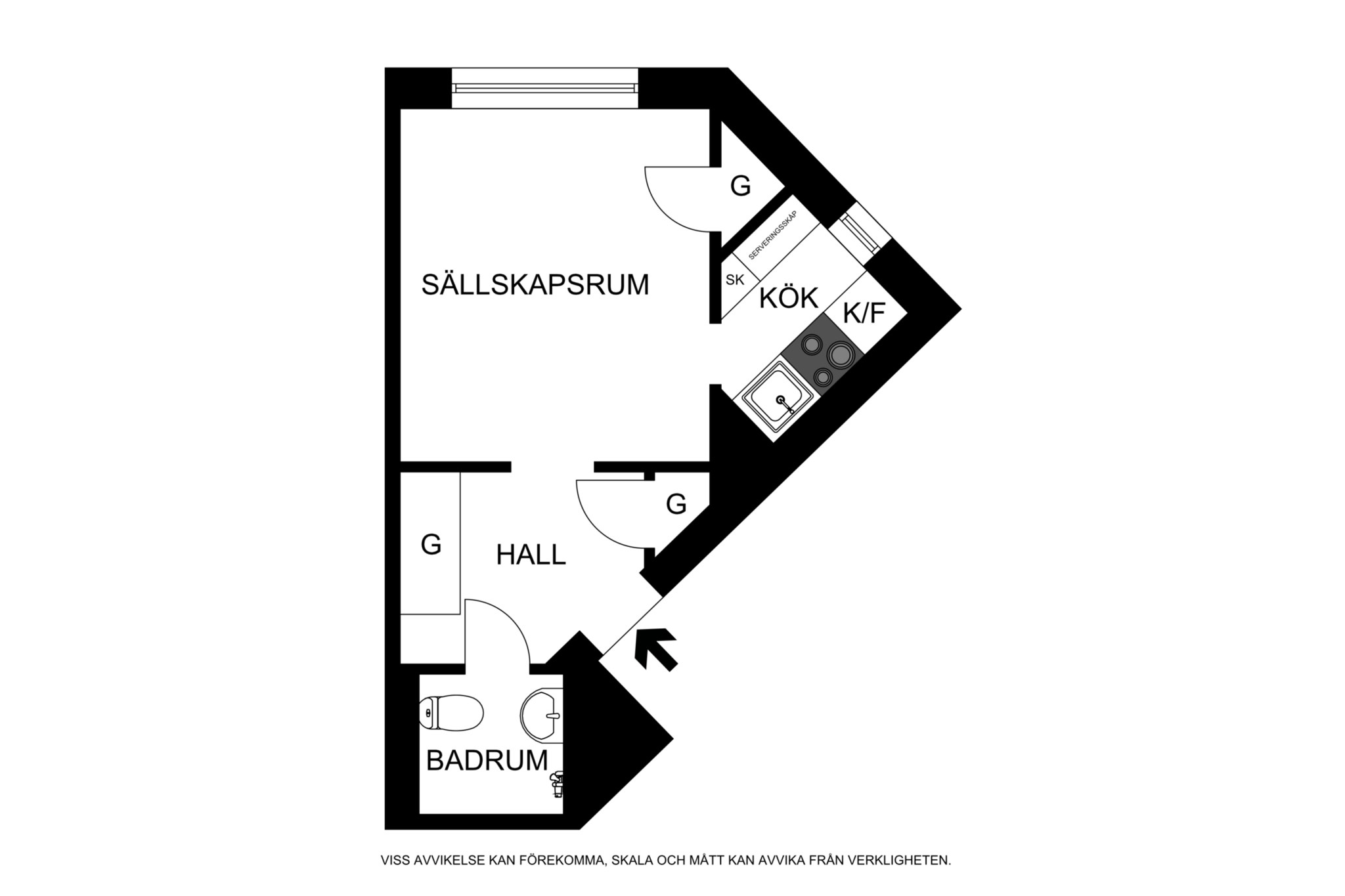 Planritning (ej skalenlig, avvikelser kan förekomma) Alströmergatan 32K, 4tr