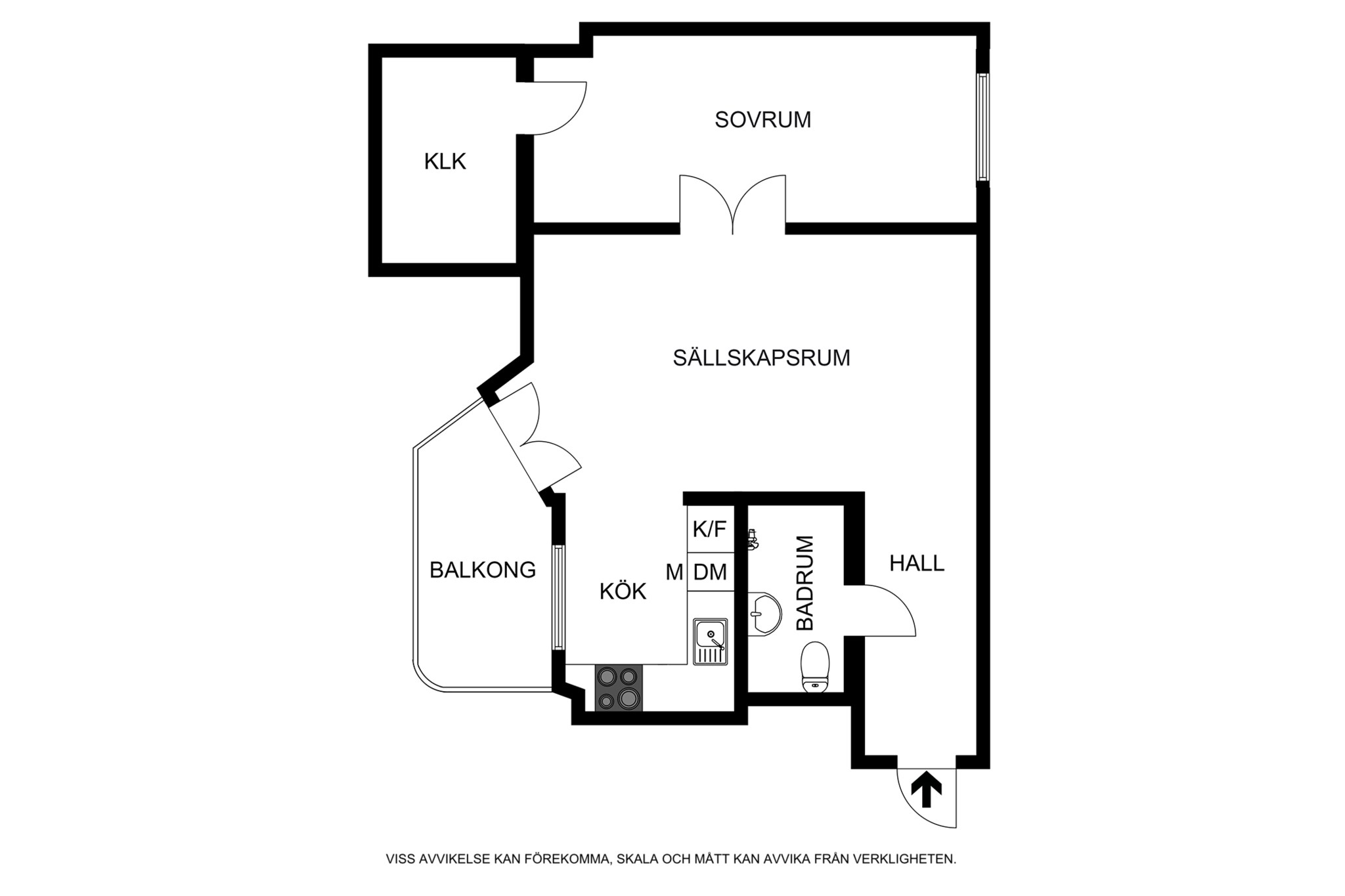 Planritning (ej skalenlig, avvikelser kan förekomma) Karlbergsvägen 35C, 4tr