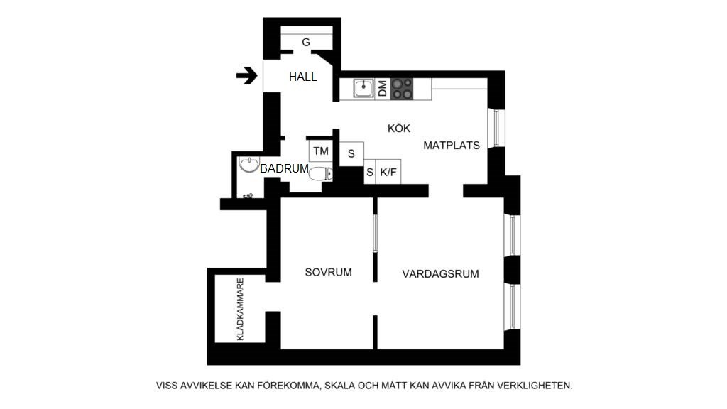 Planritning (ej skalenlig, avvikelser kan förekomma) Surbrunnsgatan 3, 3tr