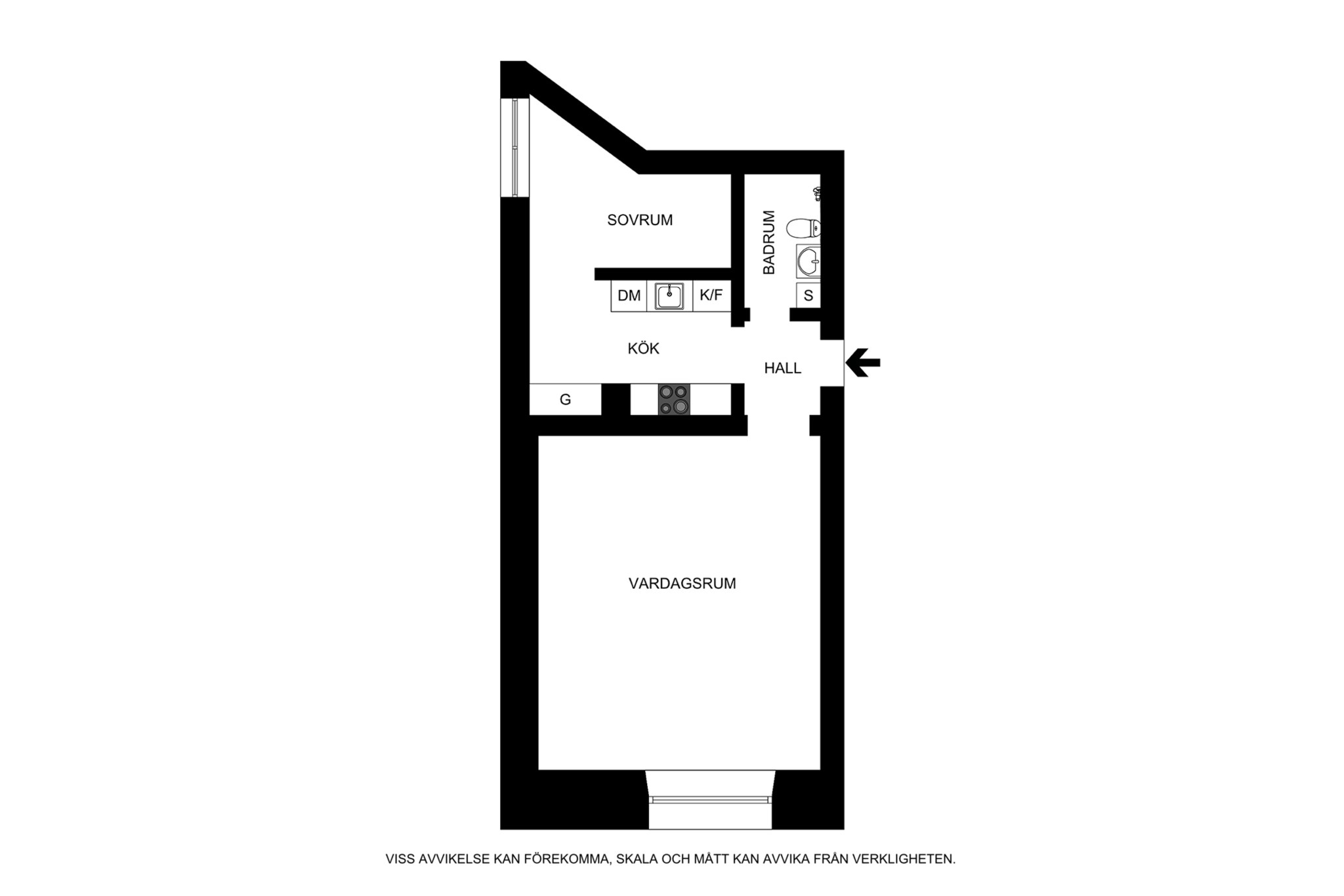 Planritning (ej skalenlig) David Bagares Gata 10, 1tr