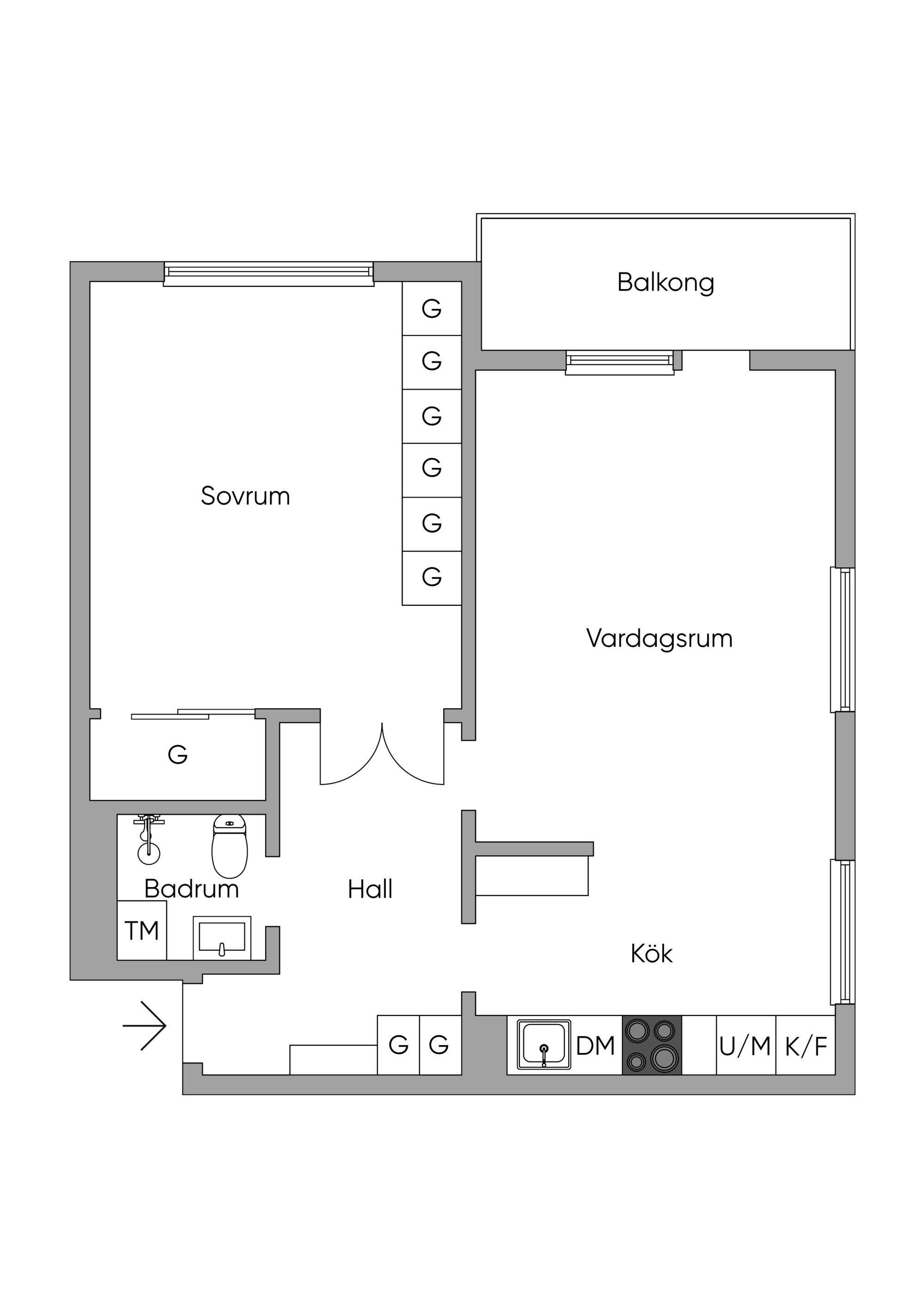 Planlösning Erik Dahlbergsgatan 29A