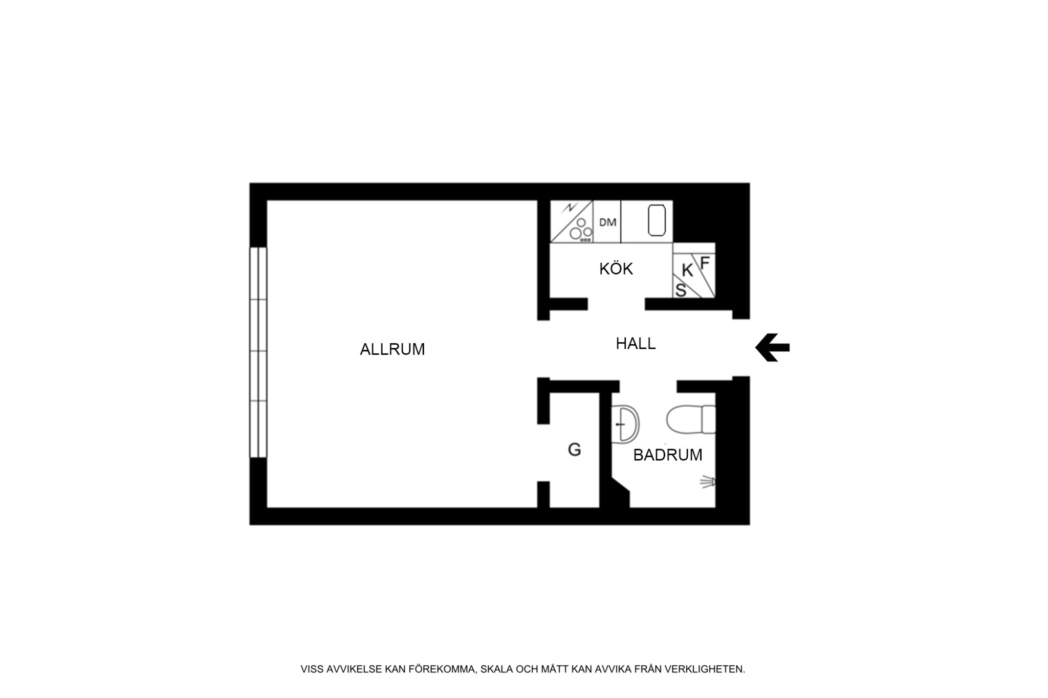 Planritning (ej skalenlig, avvikelser kan förekomma) Skeppargatan 98