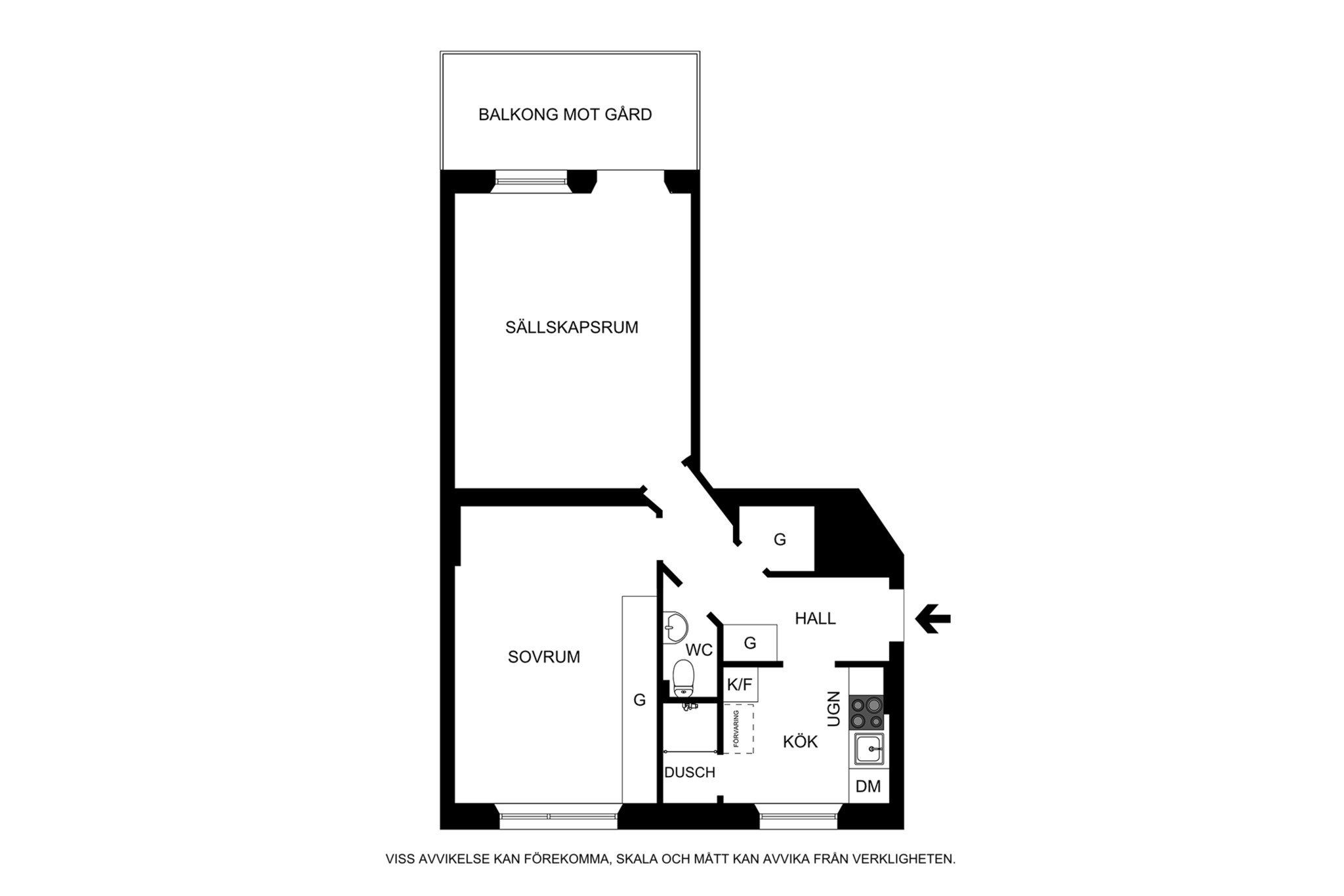 Planritning (ej skalenlig, avvikelser kan förekomma) Sankt Eriksgatan 57A, 2tr