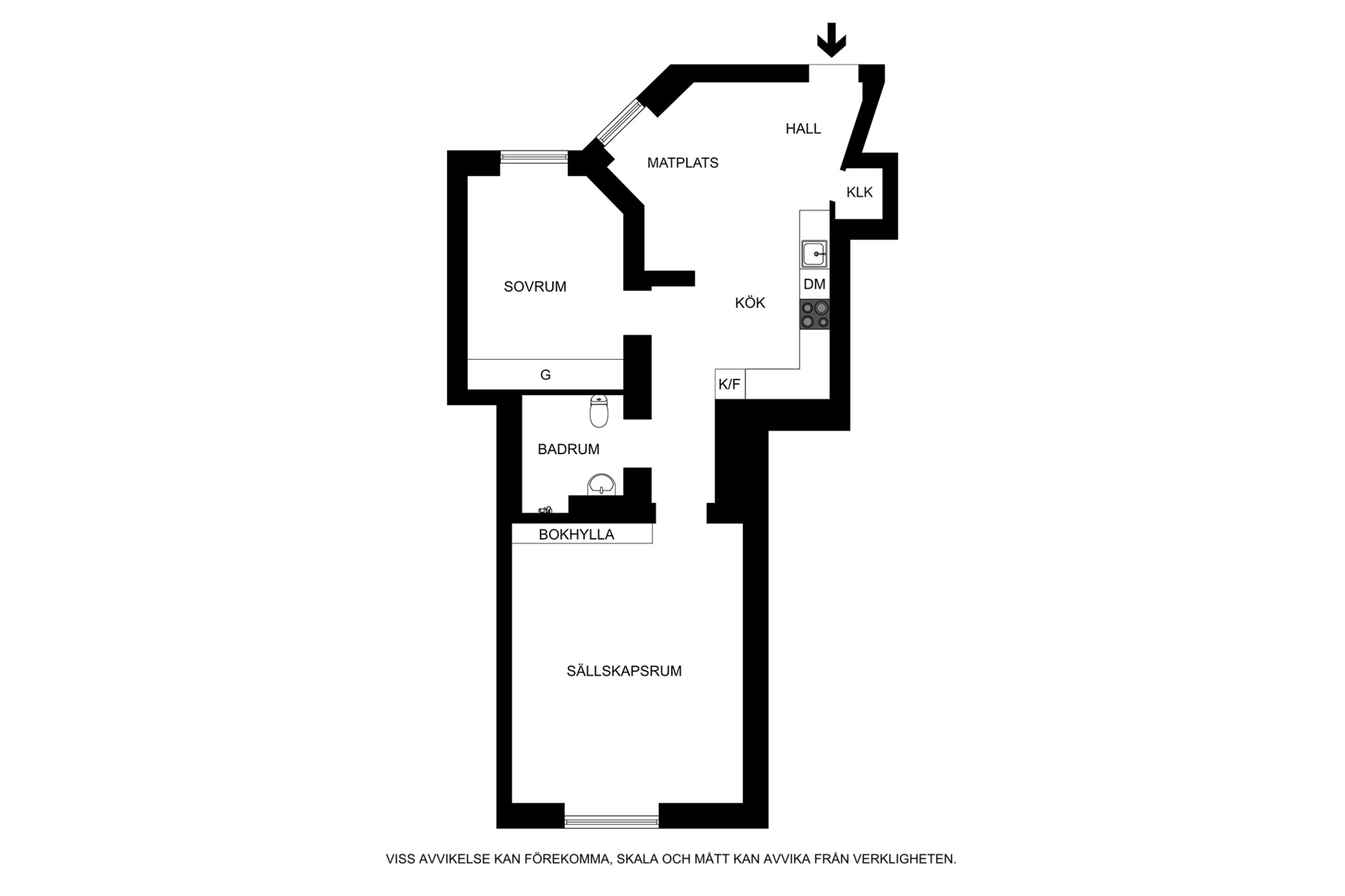 Planritning (ej skalenlig, avvikelser kan förekomma) Valhallavägen 22A, 2tr