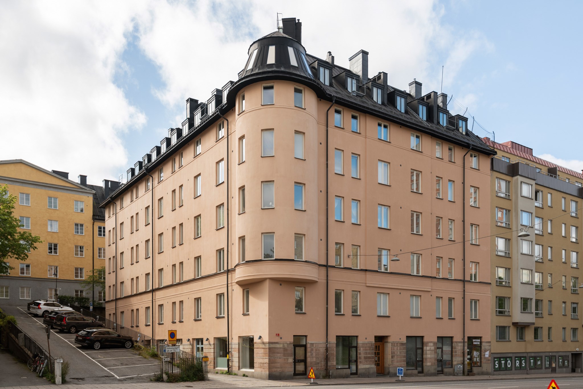 Fasad Valhallavägen 22A, 2tr