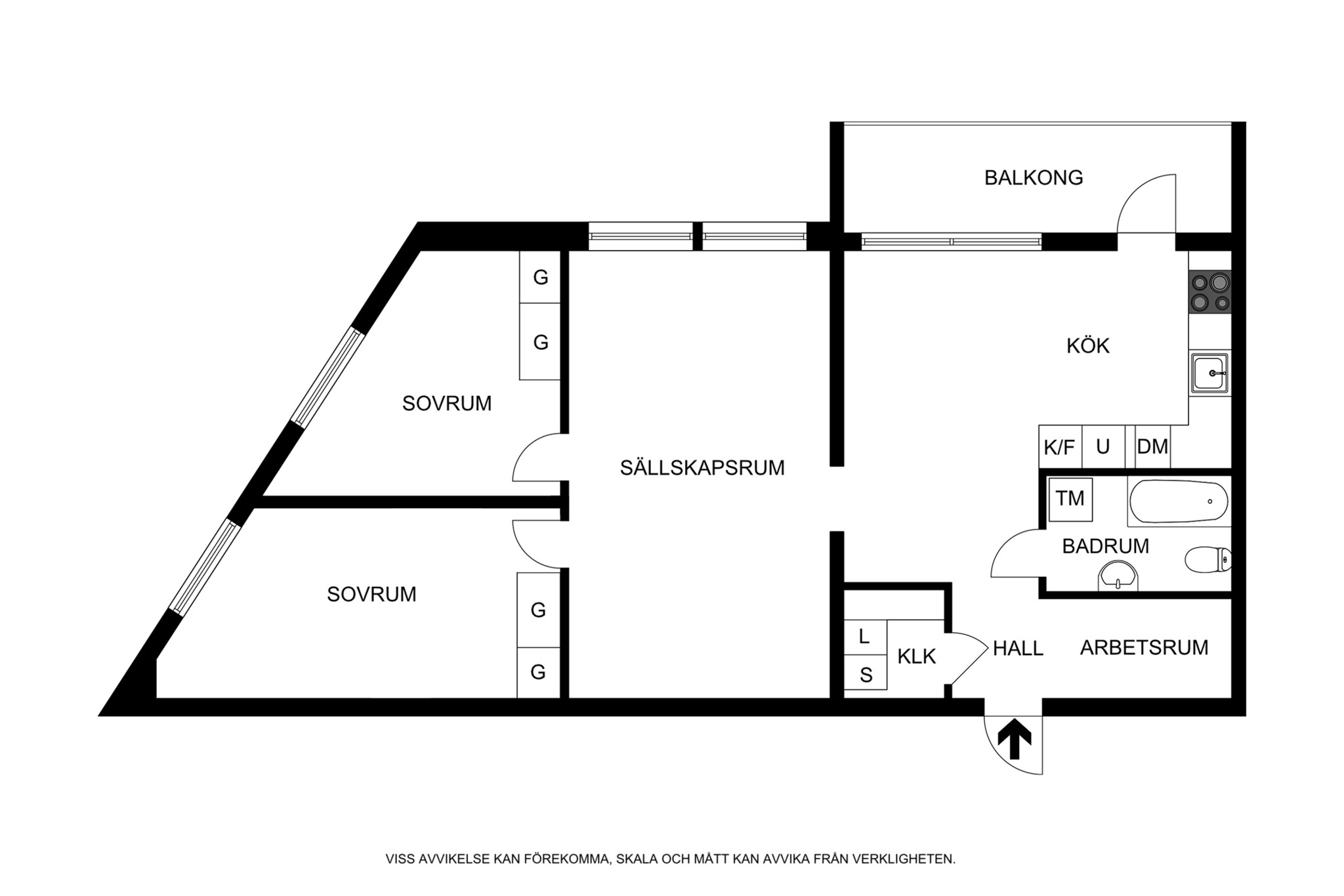 Alternativ planritning (ej skalenlig) Karlaplan 21C, 4 tr