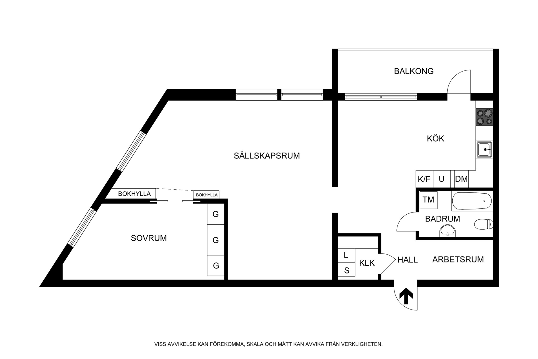 Planritning (ej skalenlig, avvikelser kan förekomma) Karlaplan 21C, 4 tr