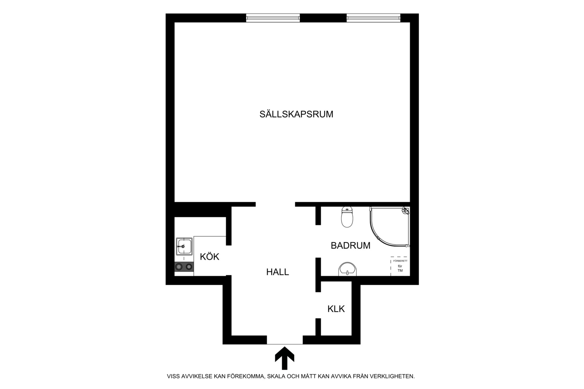 Planritning (ej skalenlig, avvikelser kan förekomma) Baltzar von Platens gata 1, 3tr