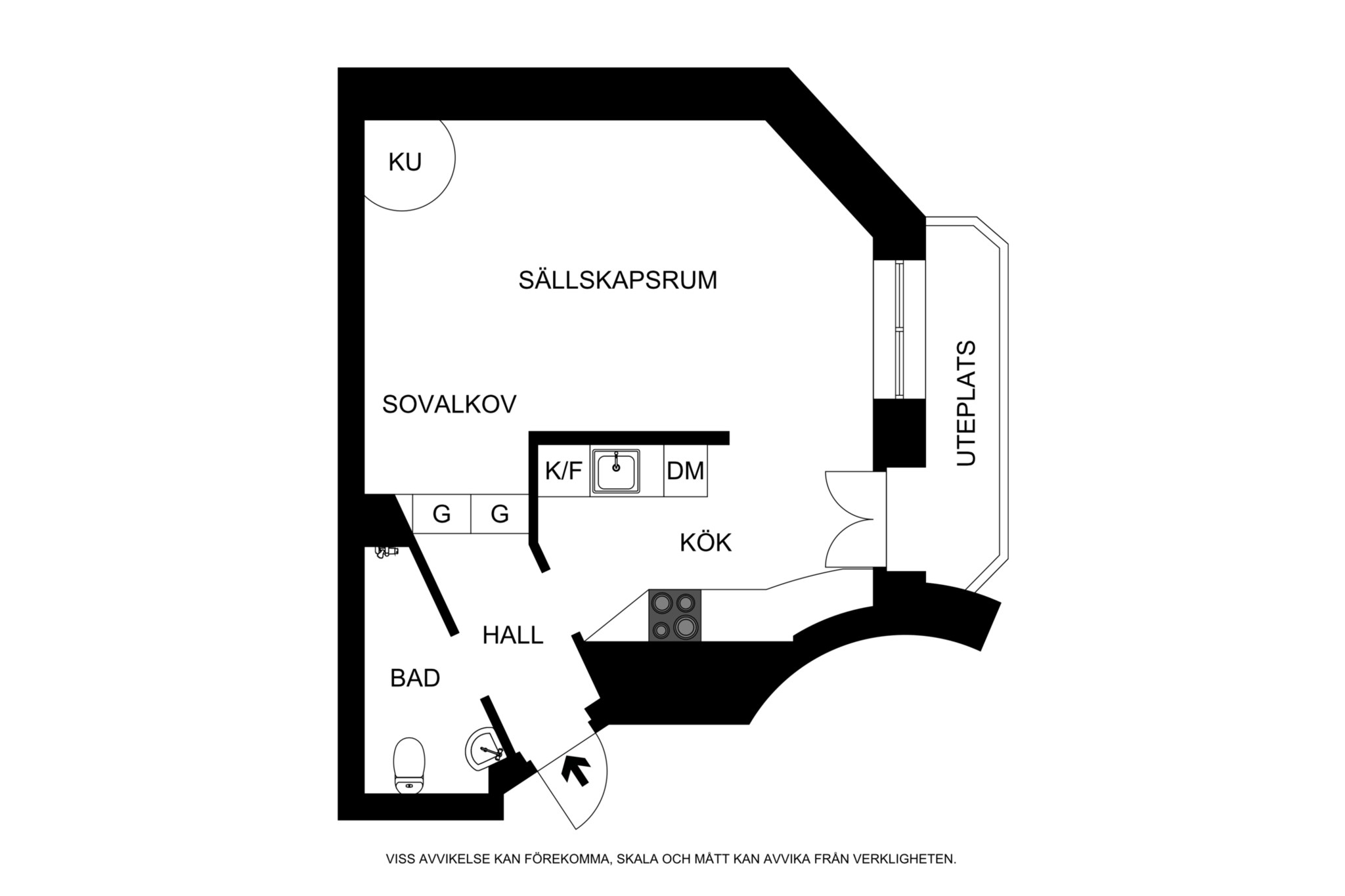 Planritning (ej skalenlig, avvikelser kan förekomma) Markvardsgatan 6A