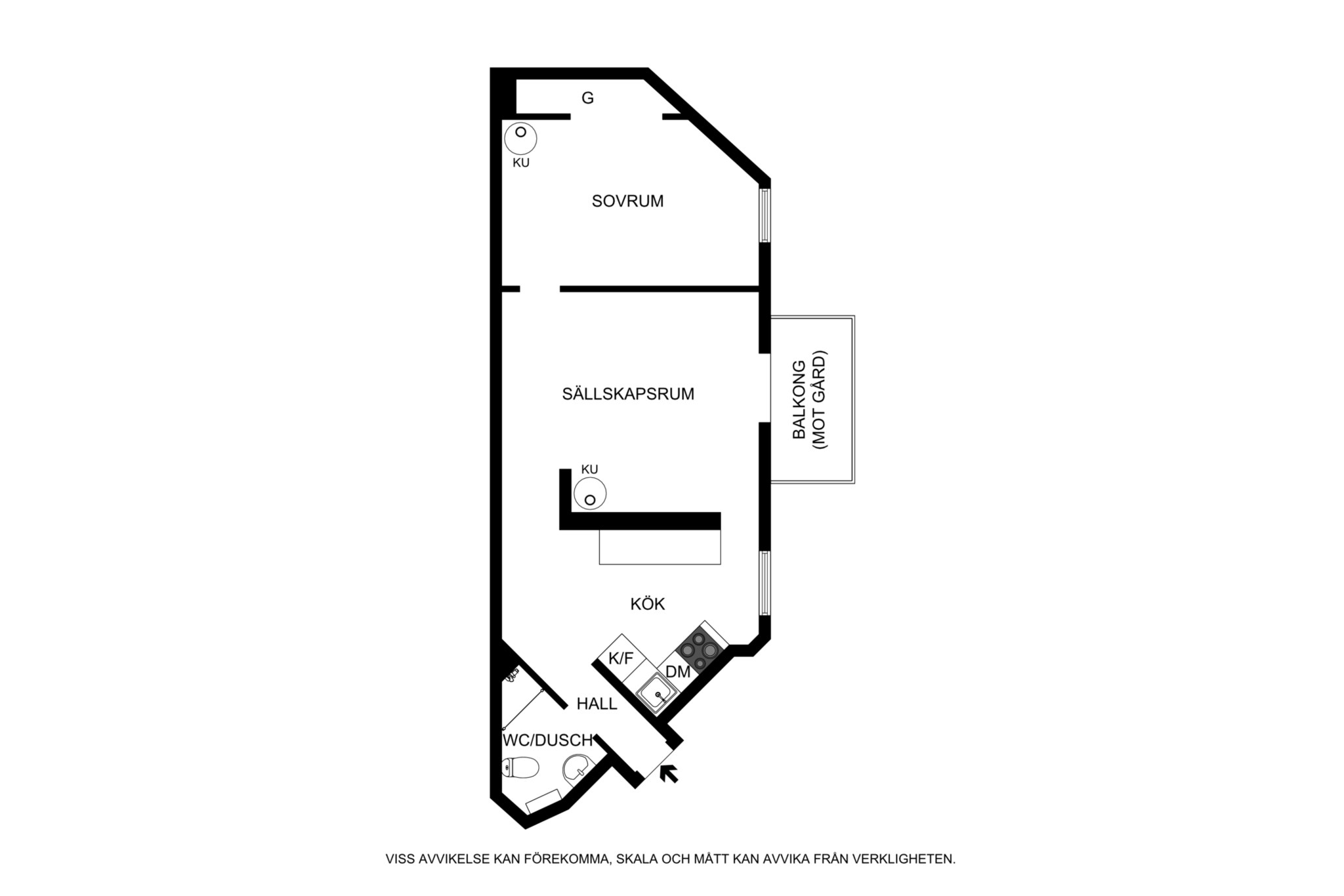 Planritning (ej skalenlig, avvikelser kan förekomma) Frejgatan 6A, 2tr