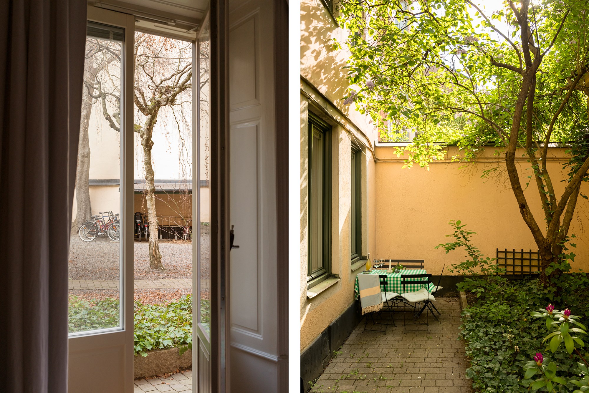 Glasinfattade pardörrar till gård Surbrunnsgatan 4