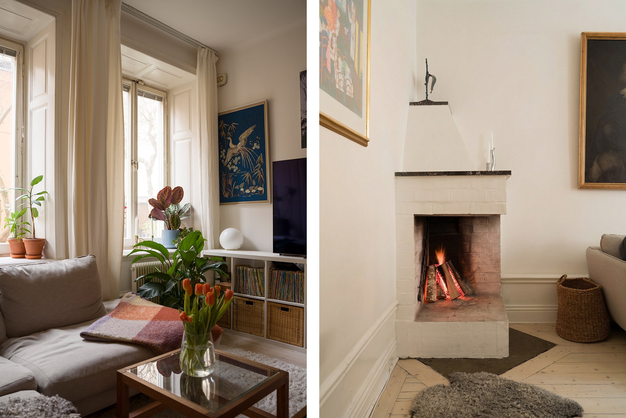 Sällskapsrum - Fungerande öppen spis Surbrunnsgatan 4