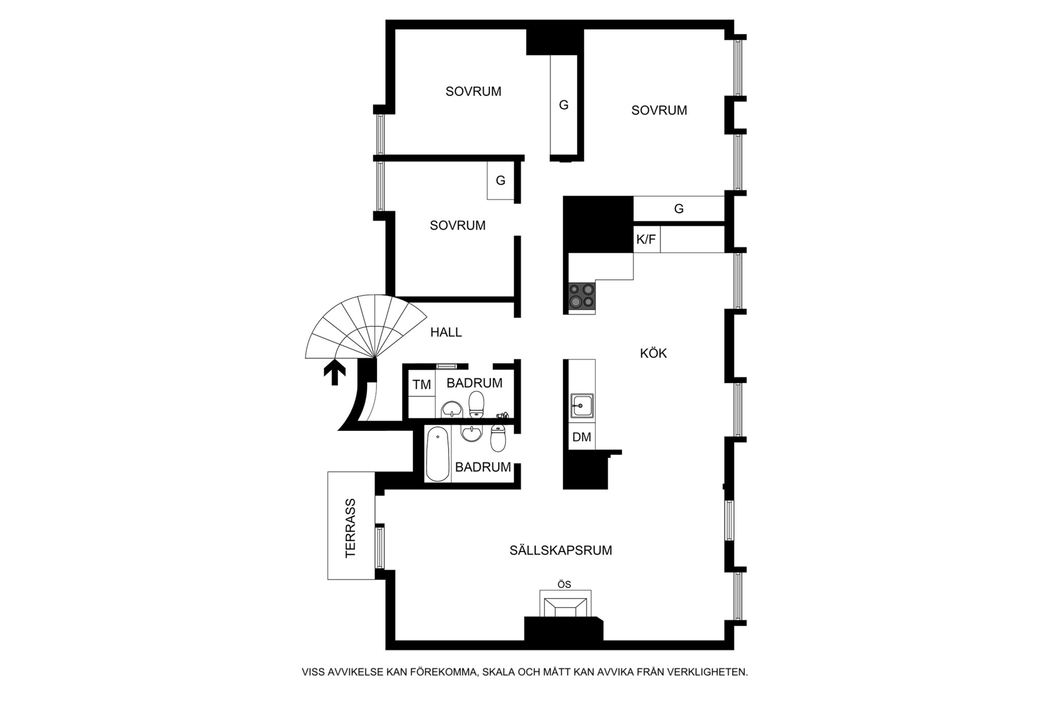 Planritning (ej skalenlig, avvikelser kan förekomma) Valhallavägen 38, vån 5/5