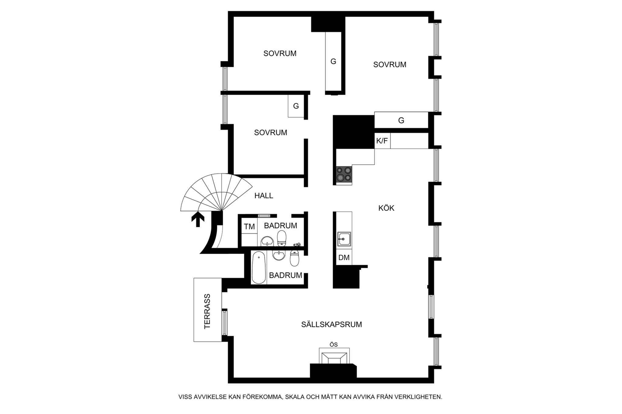 Planritning (ej skalenlig, avvikelser kan förekomma) Valhallavägen 38, vån 5/5