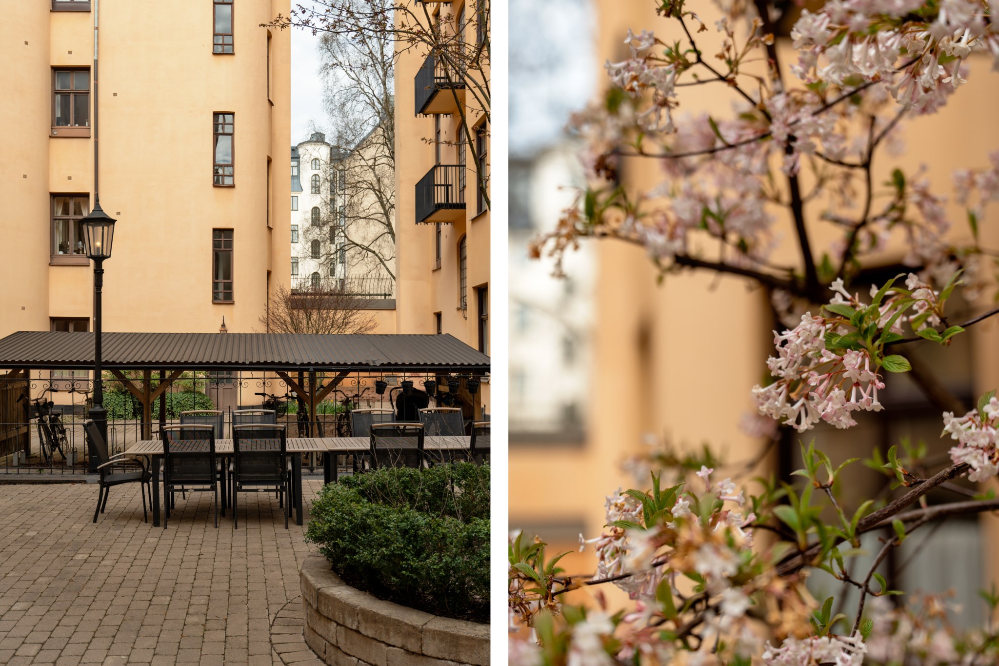 Föreningens fina innergård med sittplatser Narvavägen 22A, 3tr