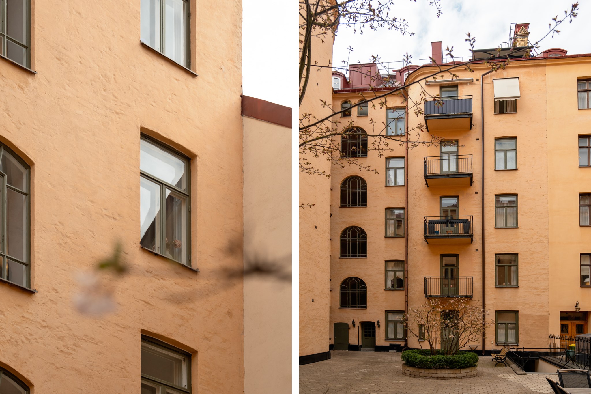 Detaljbild fönster - Innergård Narvavägen 22A, 3tr