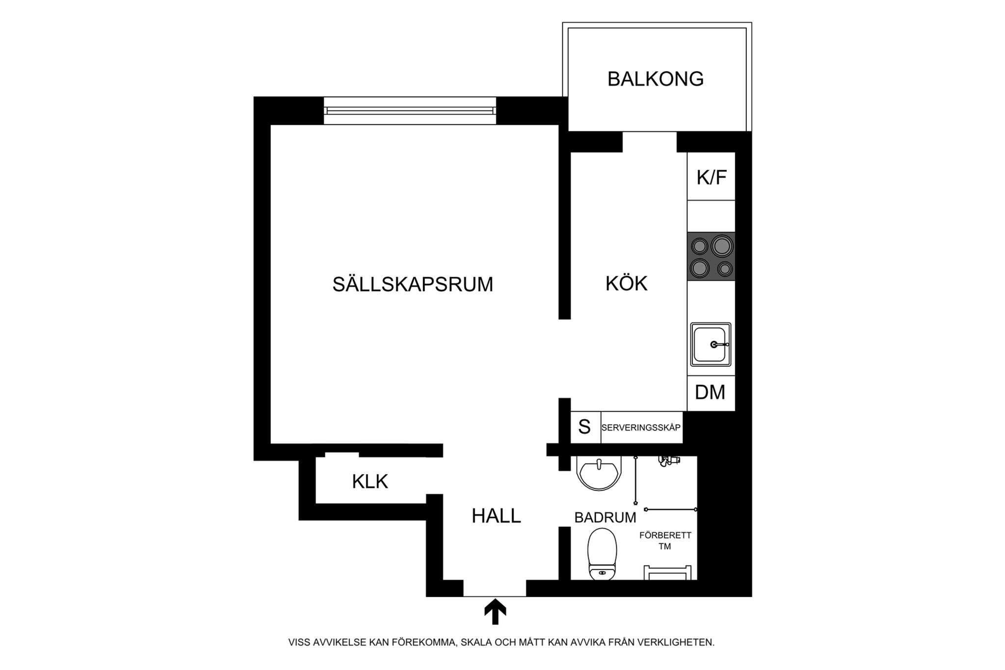 Planritning (ej skalenlig, avvikelser kan förekomma) Kungsklippan 14, 8tr